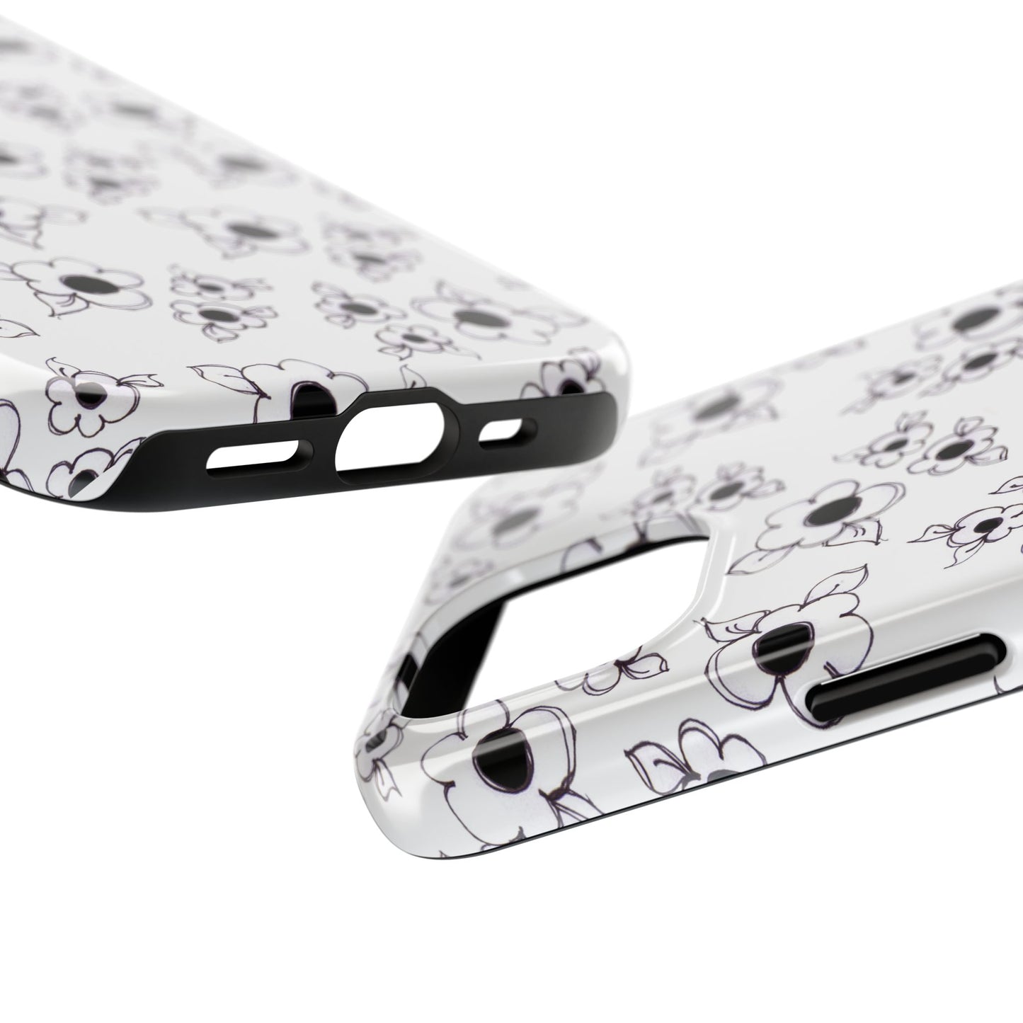 Daisy Cluster White / Black Phone Case