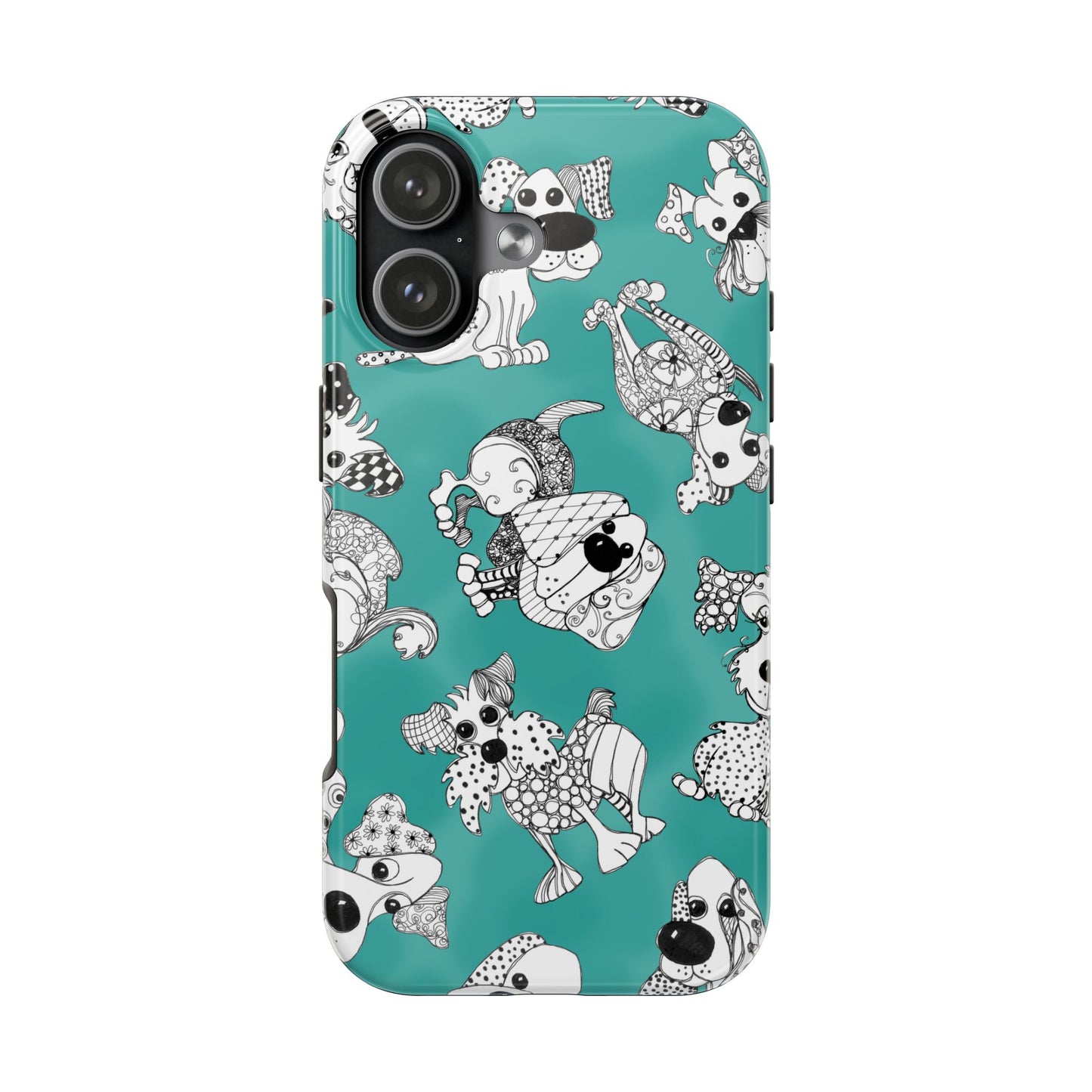 Doodle Dogs Turquoise Phone Case
