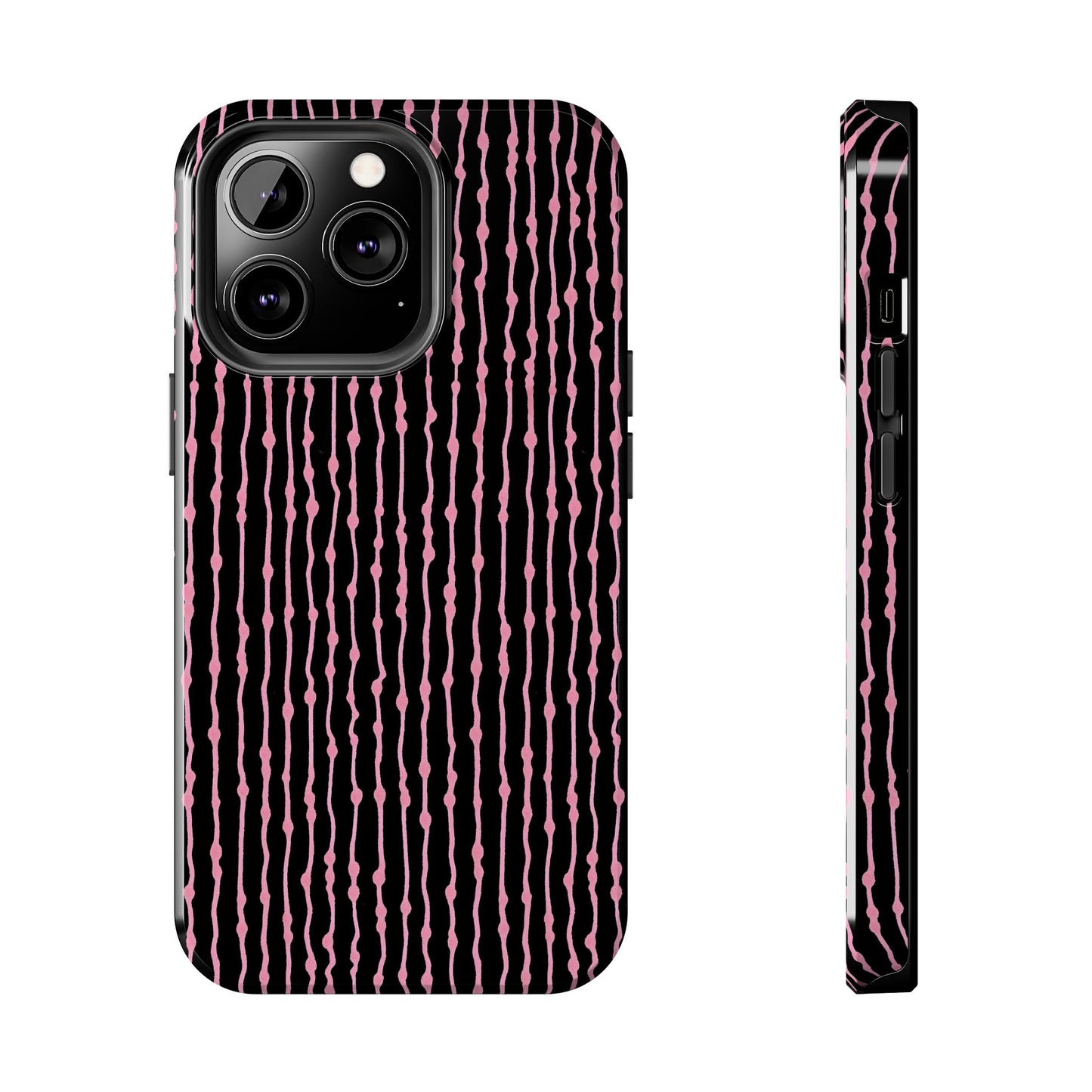 Faux Seersucker Black / Pink Phone Case