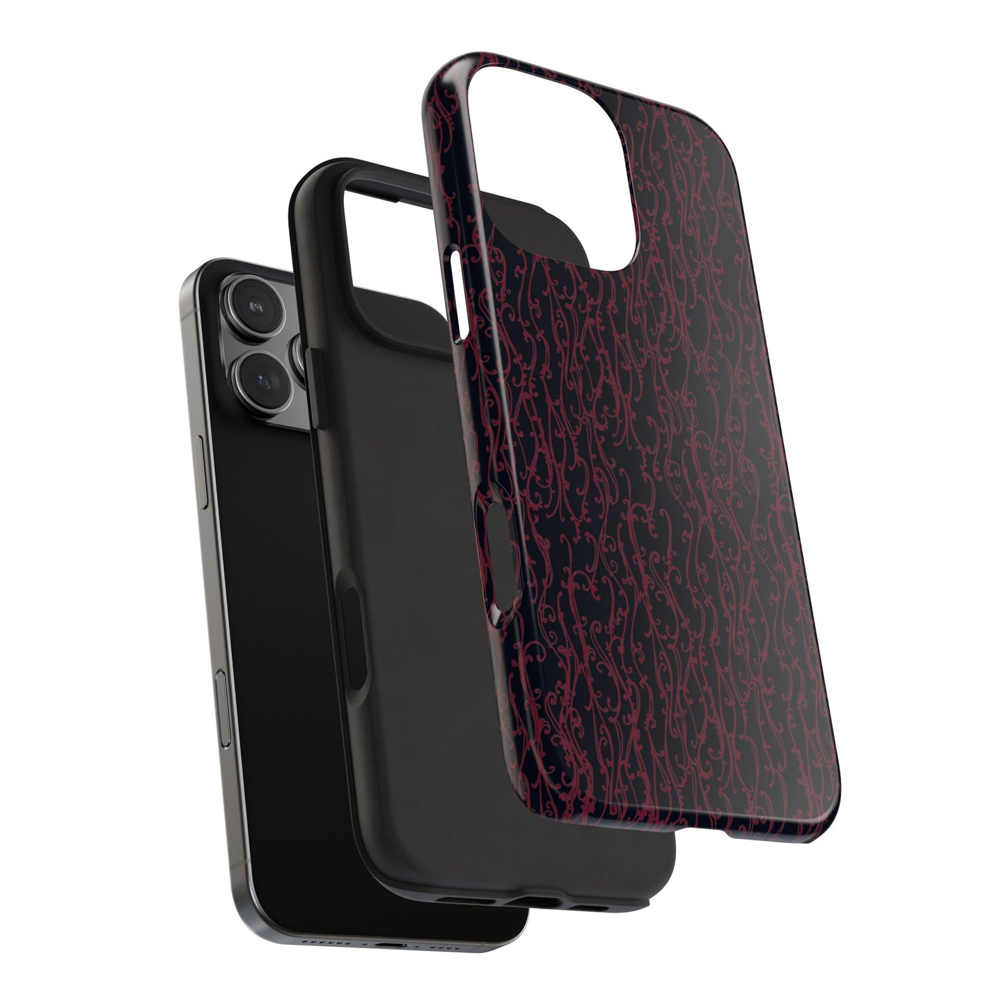 Swan Scroll Black / Red Phone Case