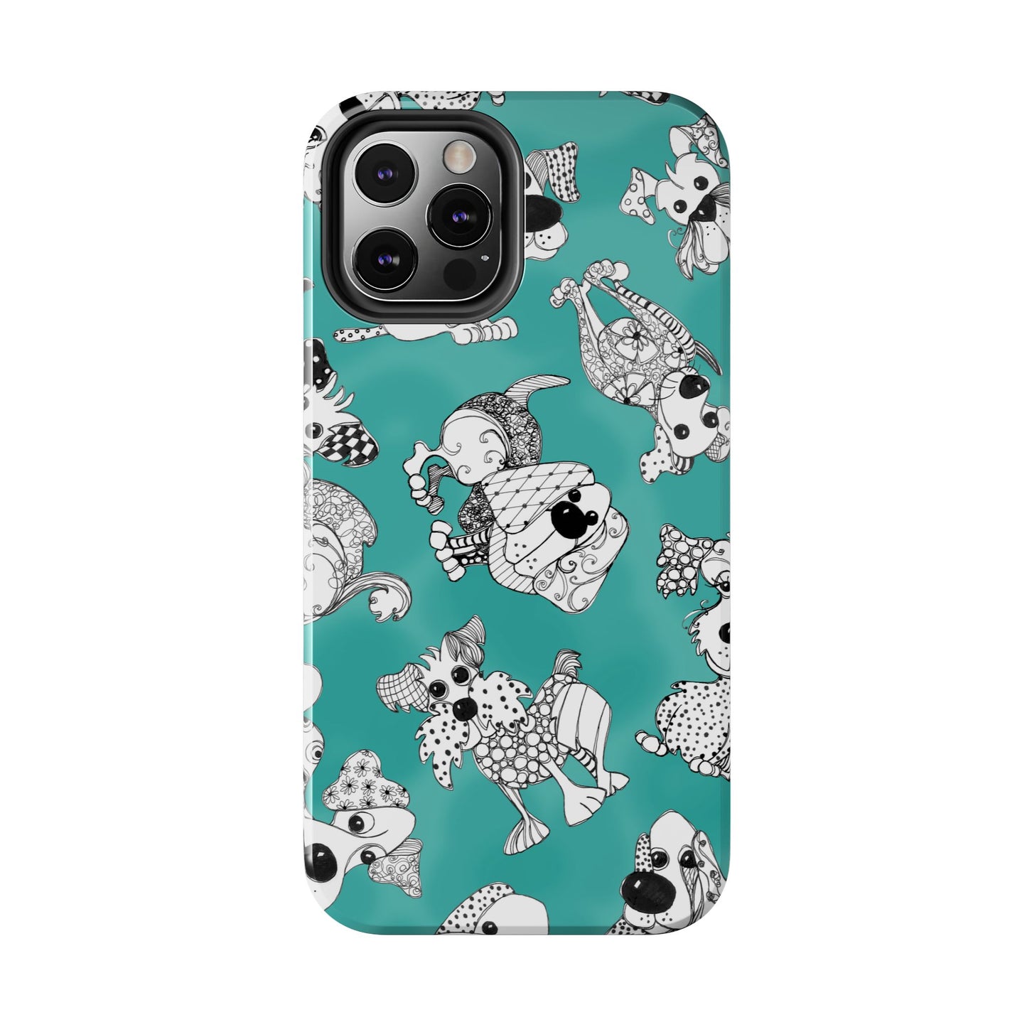 Doodle Dogs Turquoise Phone Case