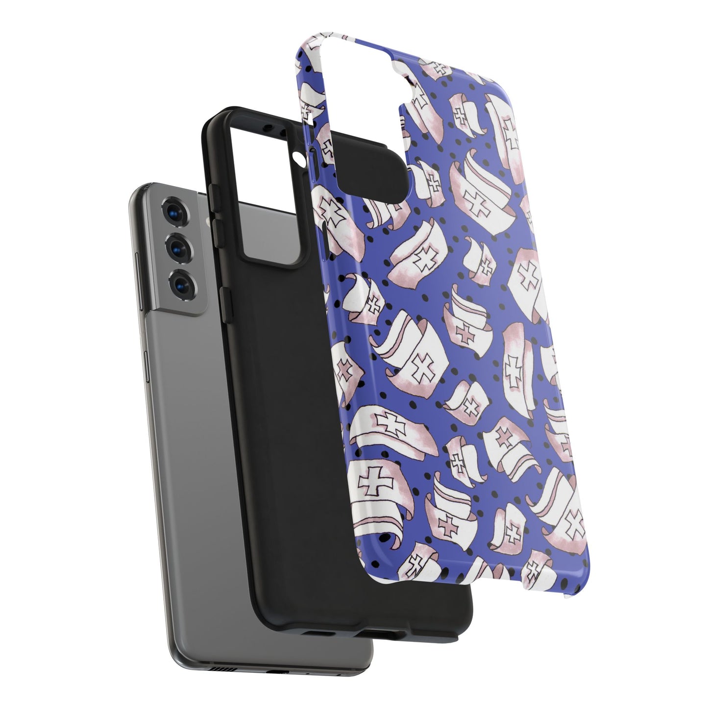 Med Hats Blue / Black Phone Case