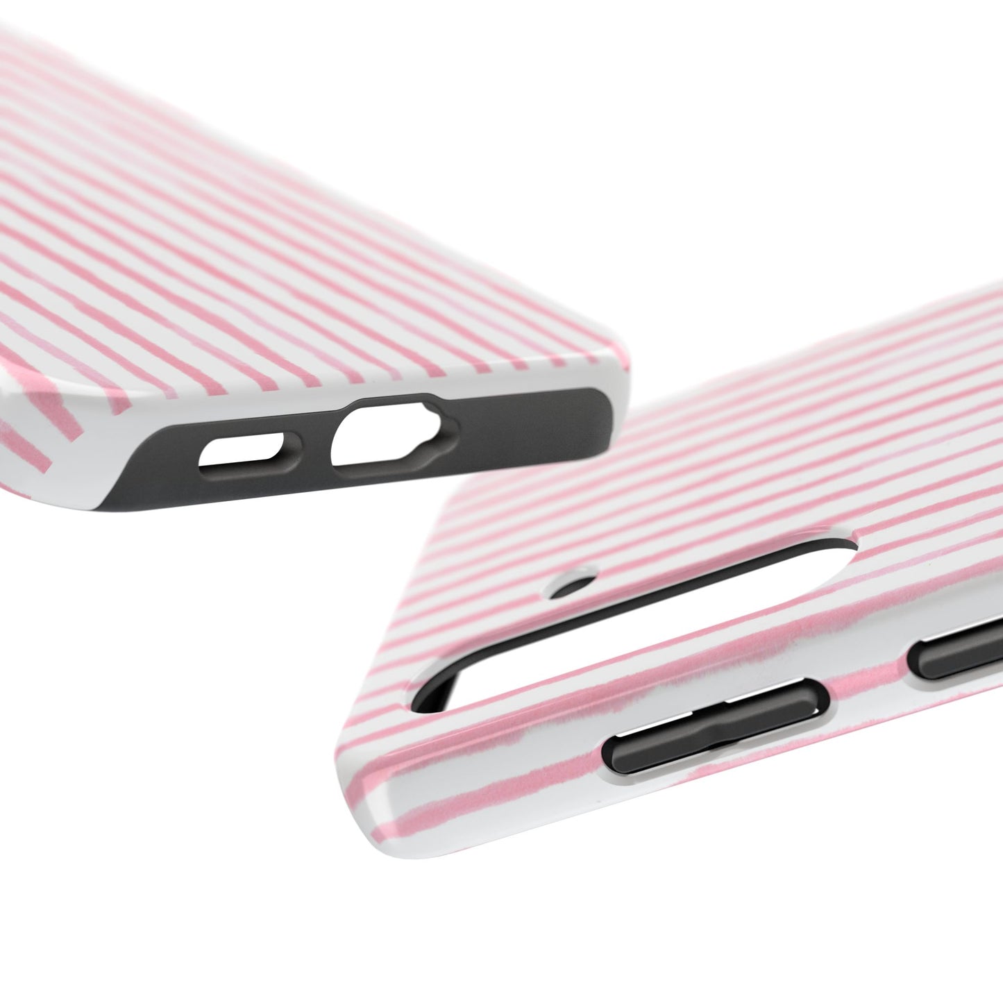 Happy Stripe White / Pink Phone Case