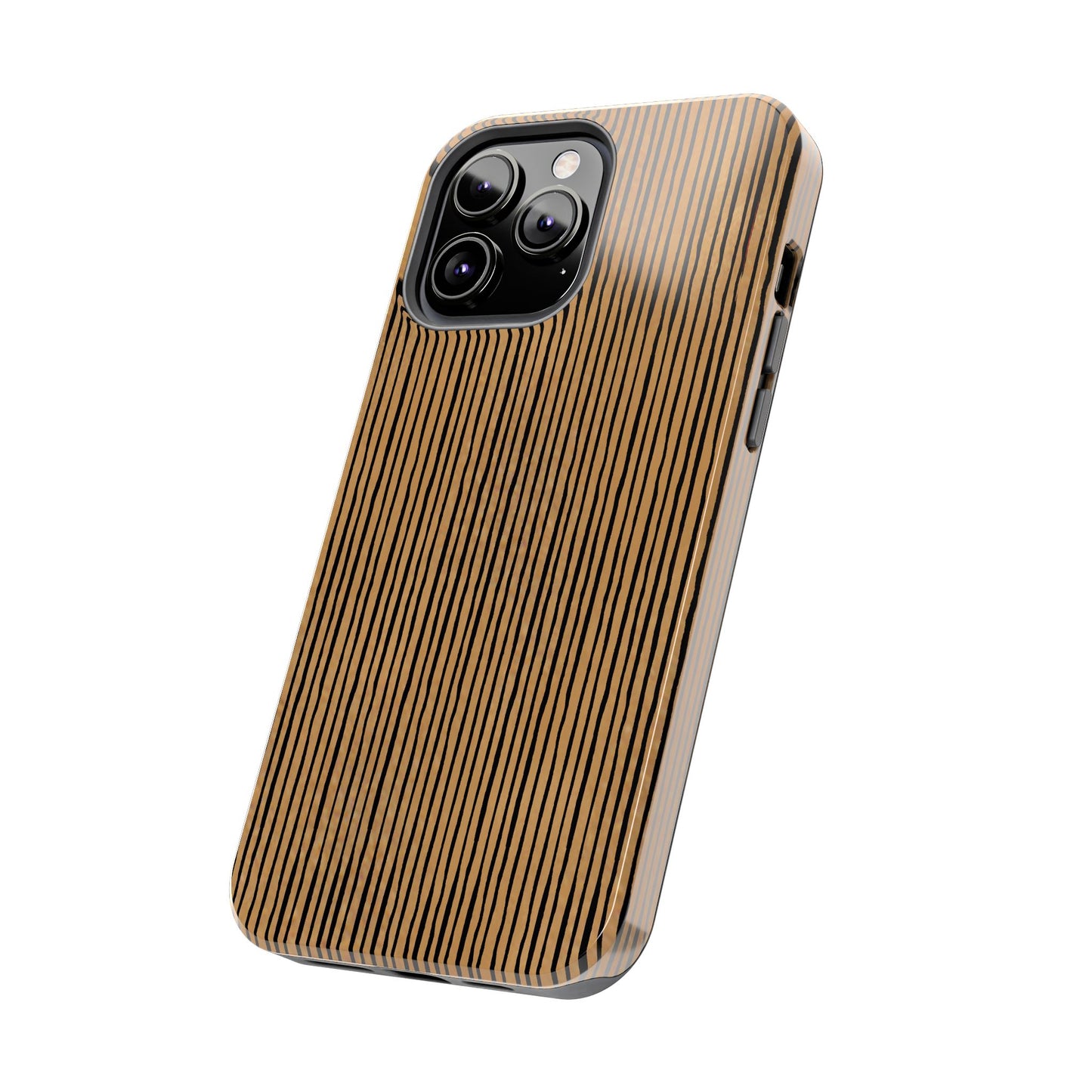 Quirky Pin Stripe Tan / Black Phone Case