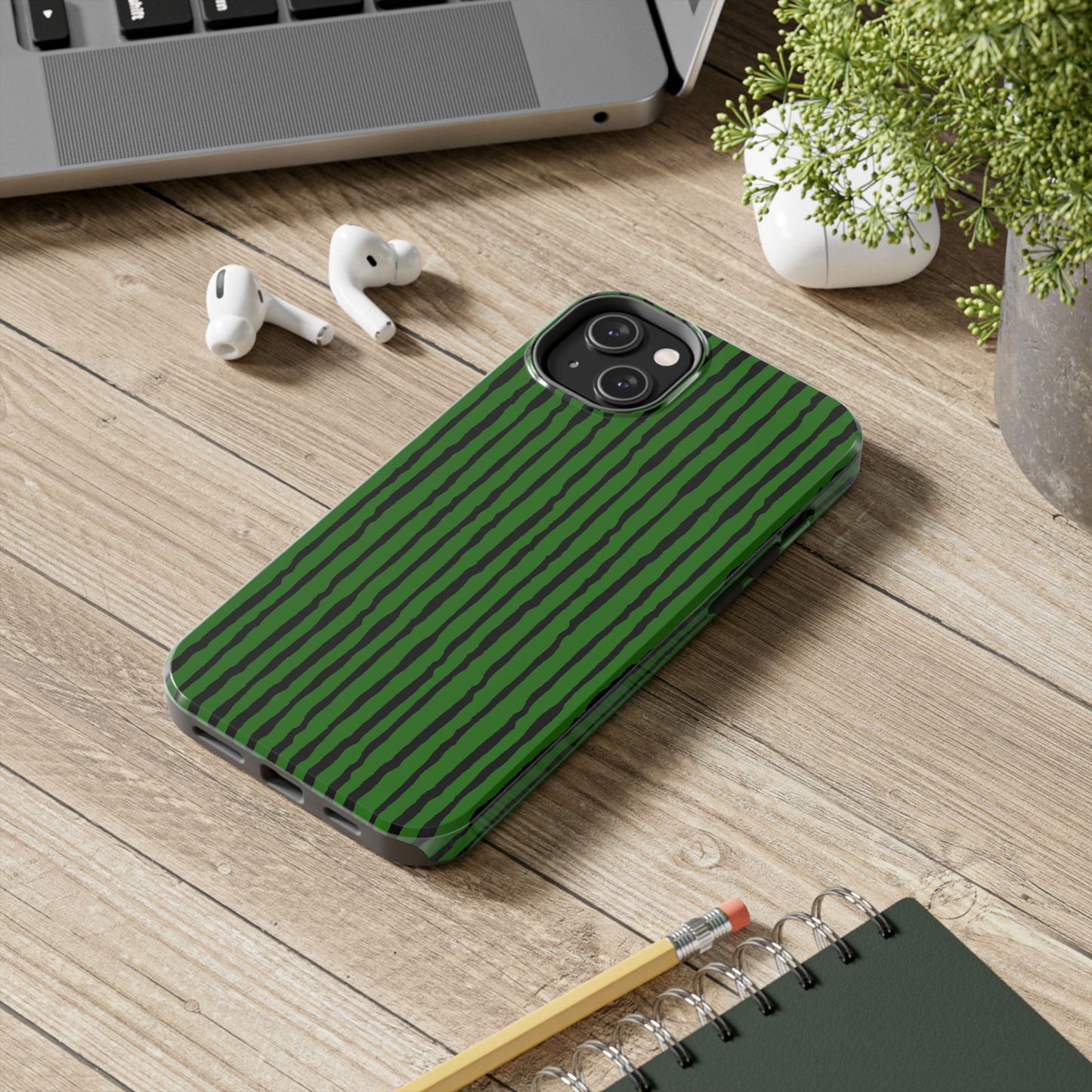 Sorta Stripe Green / Black Phone Case