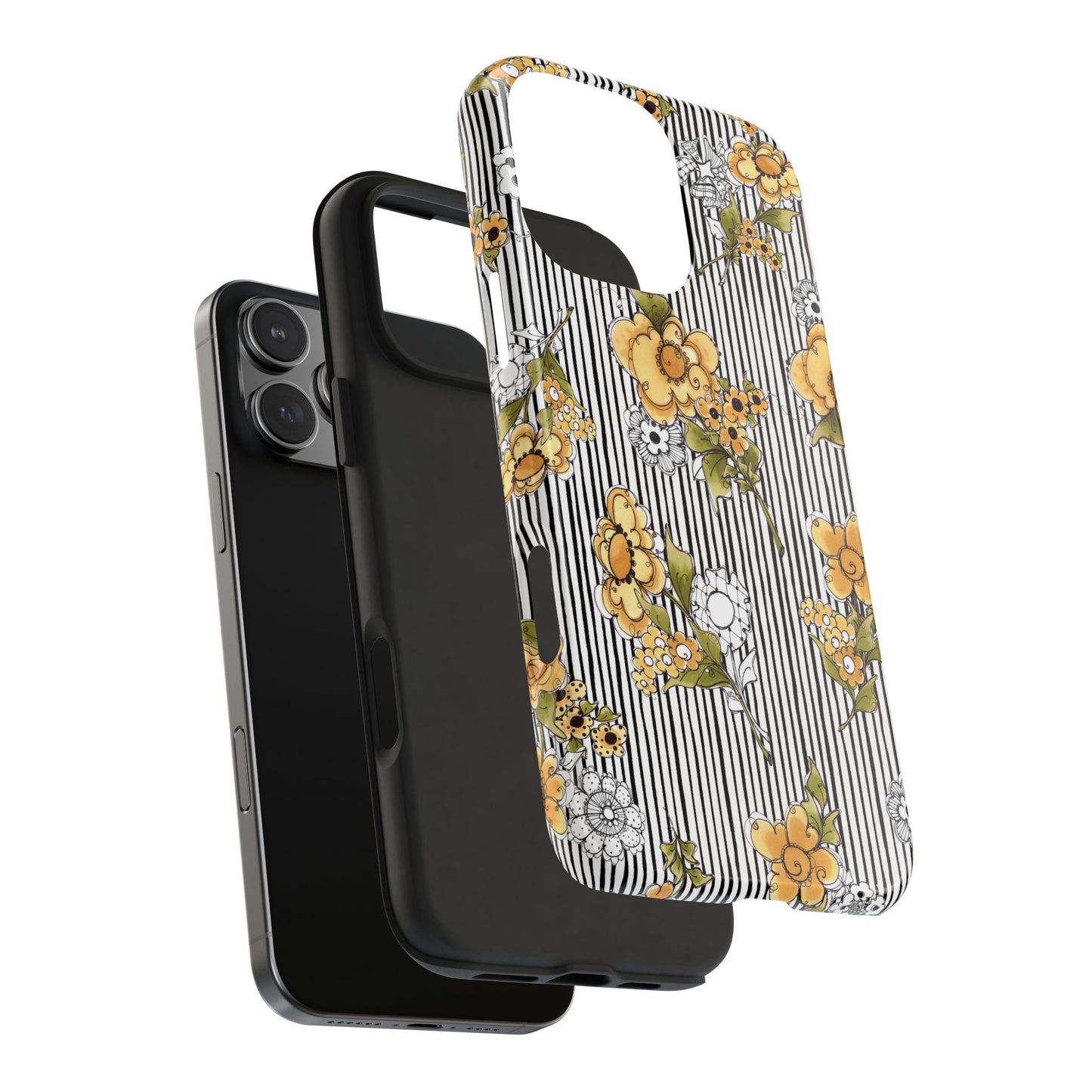 Bee Floral White / Black Phone Case