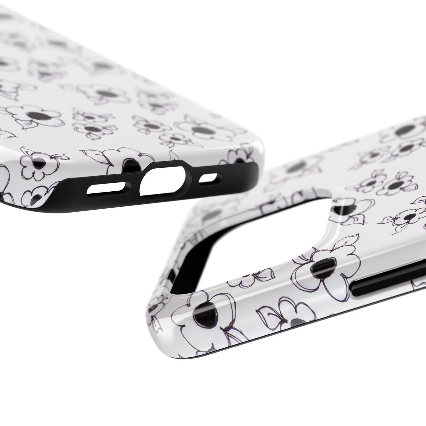 Daisy Cluster White / Black Phone Case