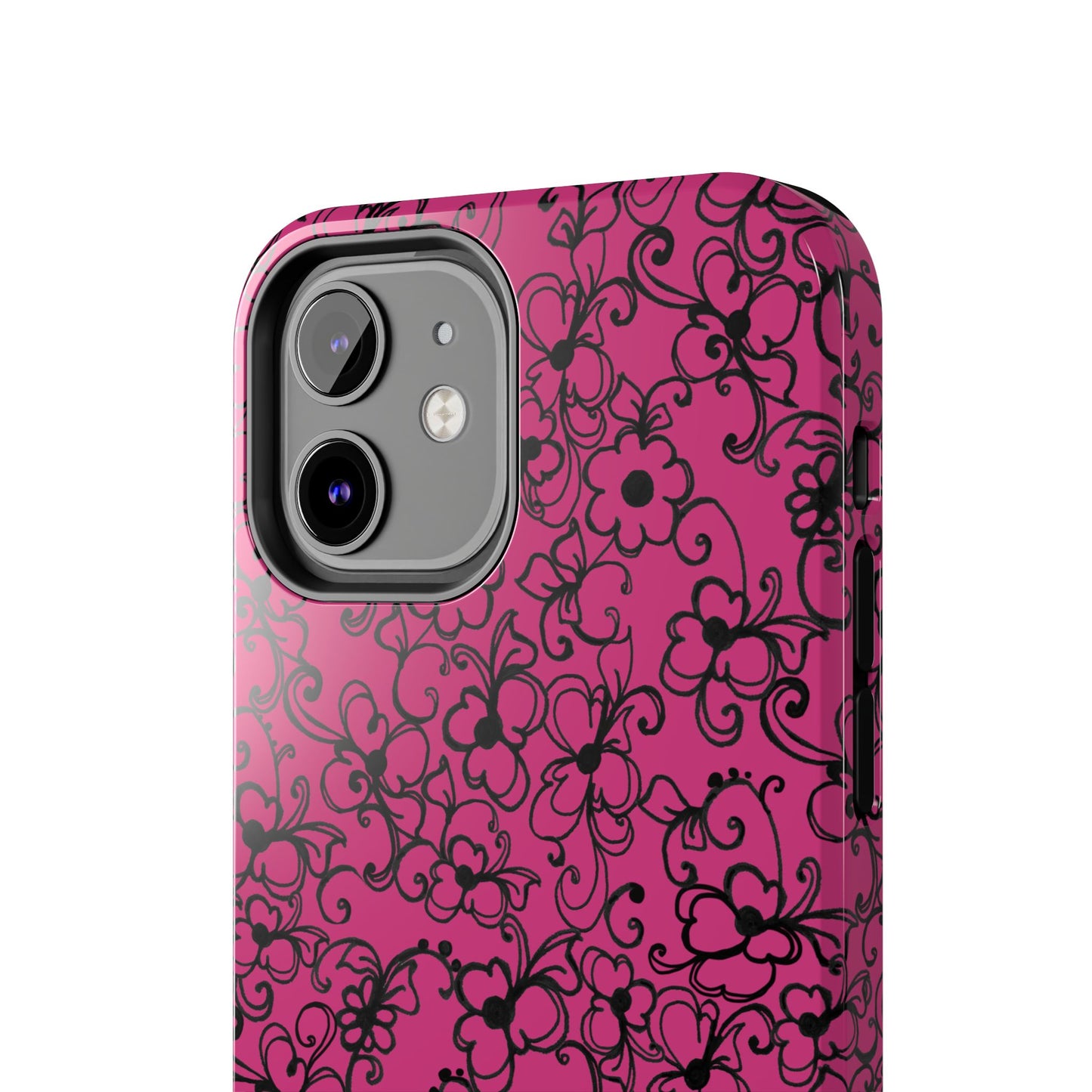 Daisy Jungle Pink / Black Phone Case