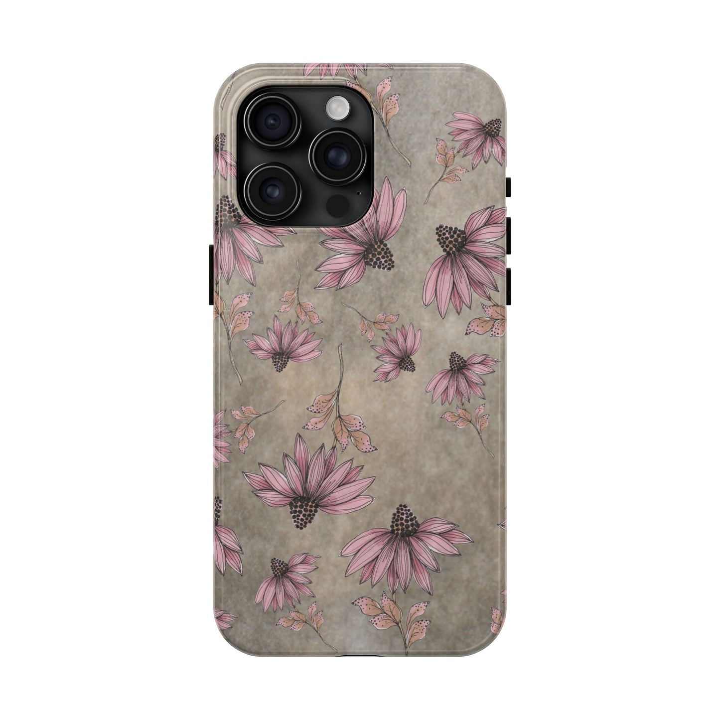 Wild Cone Flowers Taupe Marble Phone Case