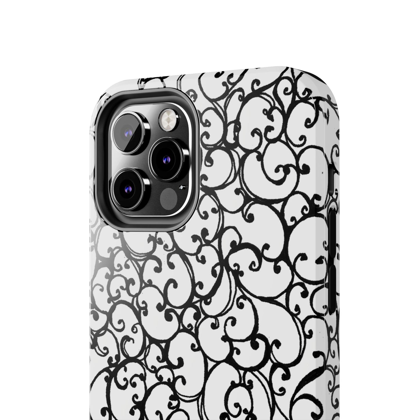 Scrollie White / Black Phone Case