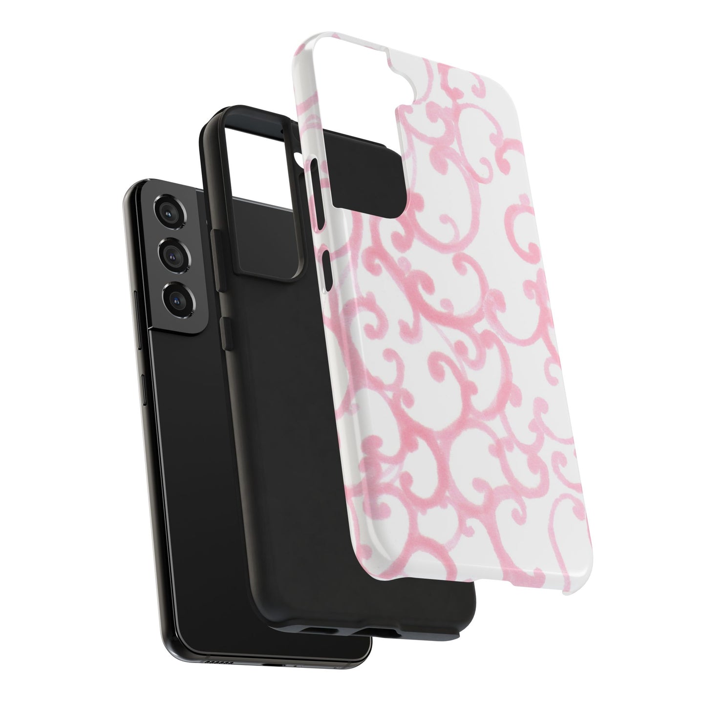 Scrollie White / Pink Phone Case