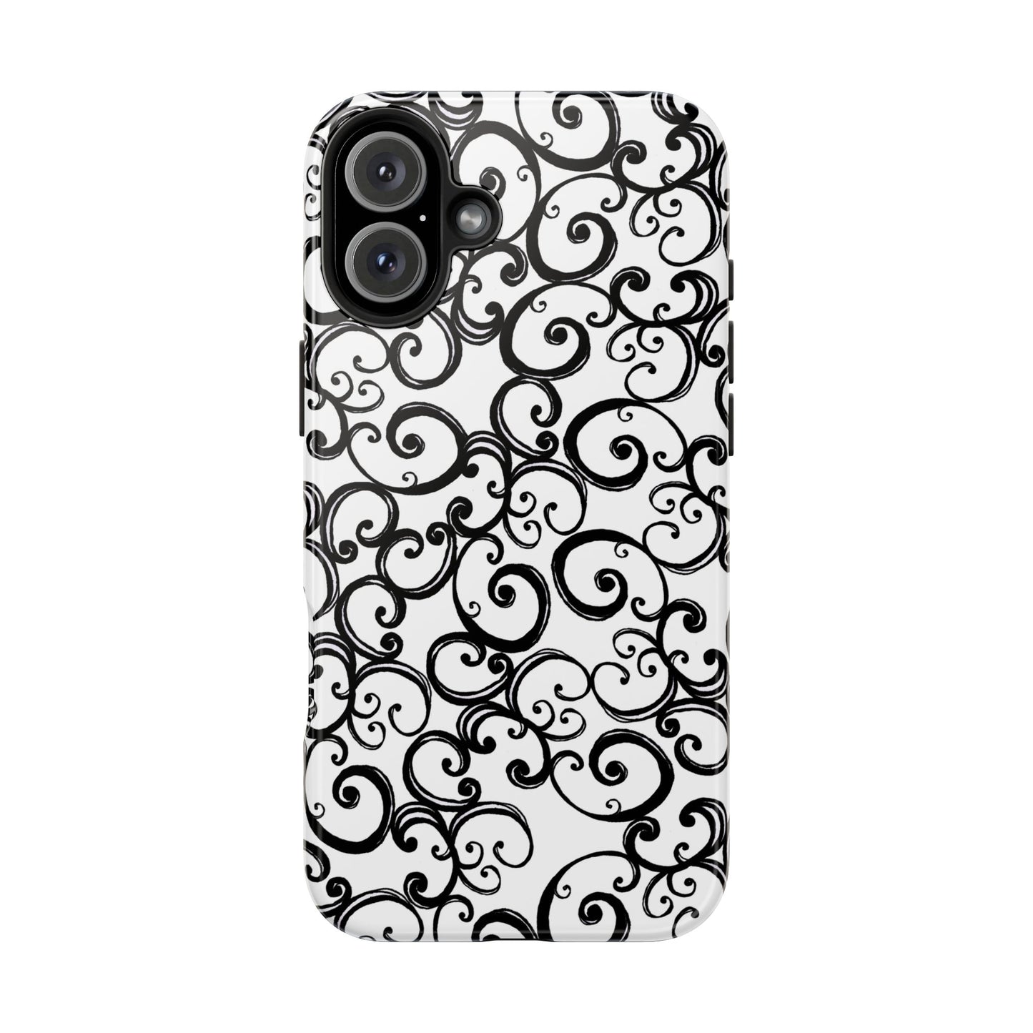 Curls White / Black Phone Case