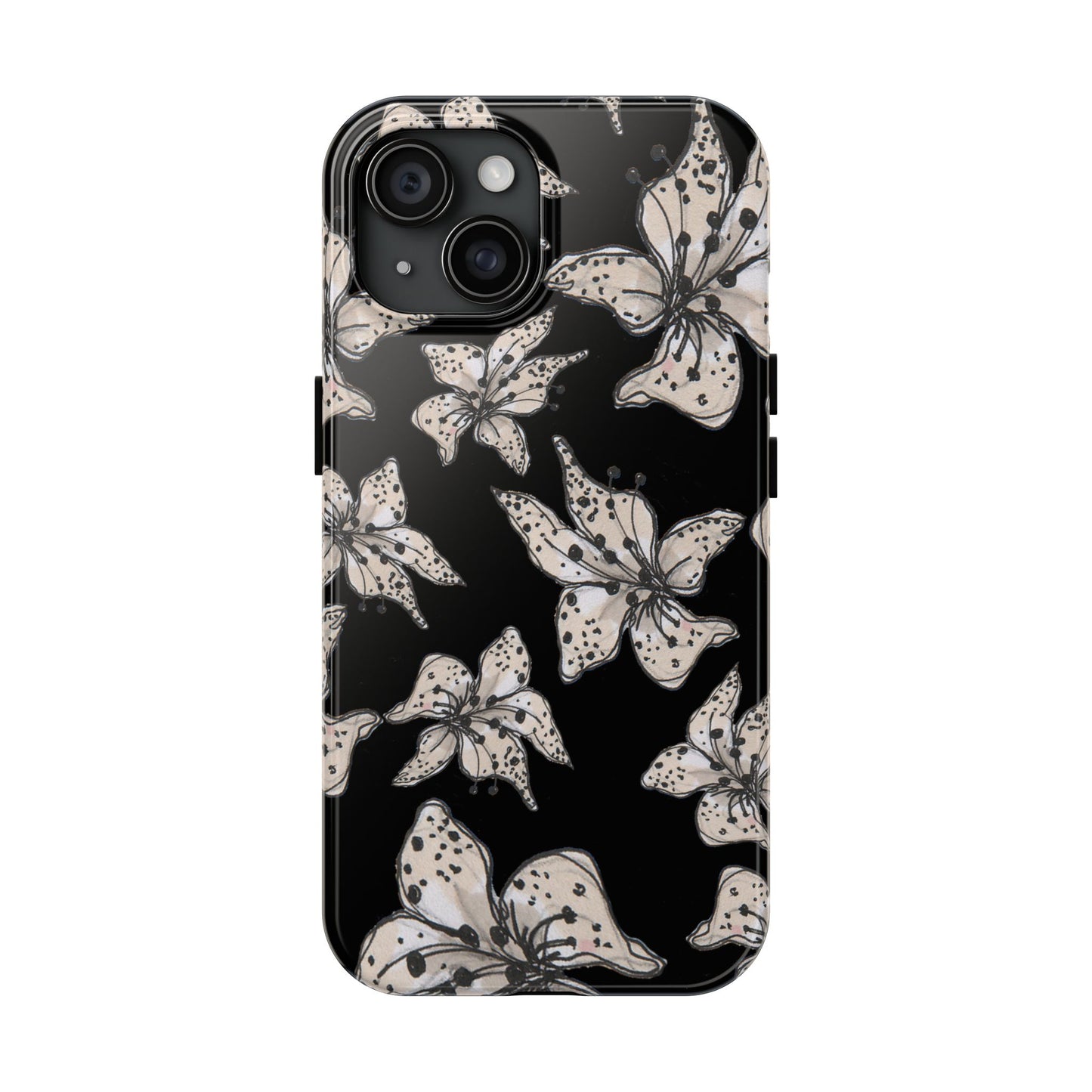 Spotted Lilies Black Phone Case