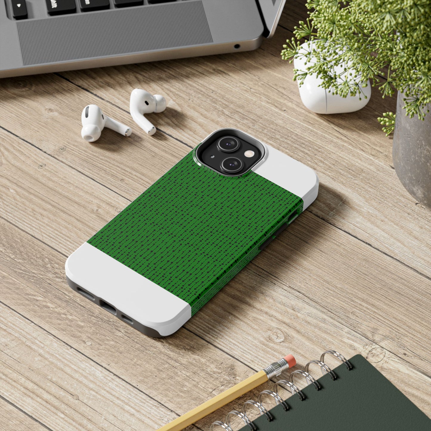 Beaded Curtain Green / Black Phone Case