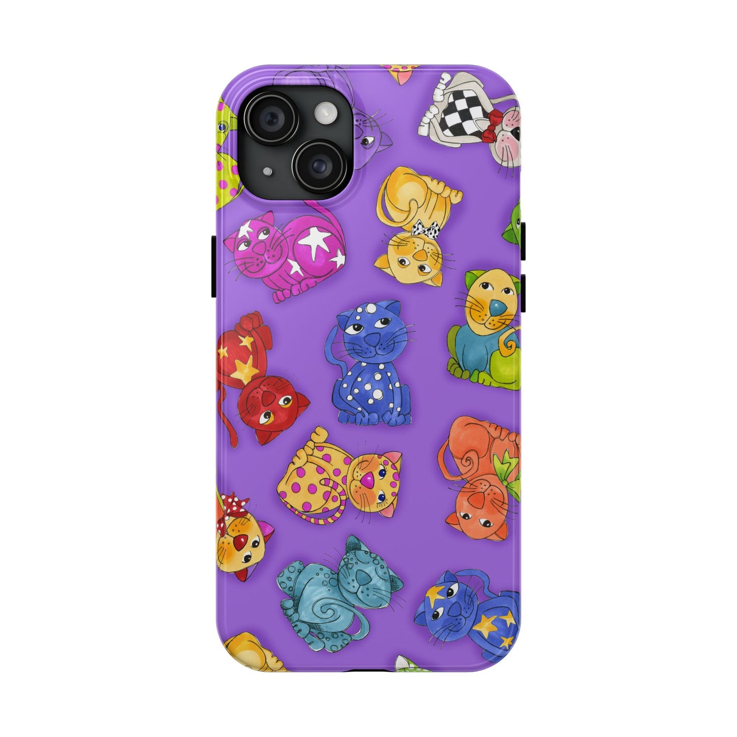 Tossed Happy Cats Purple Phone Case