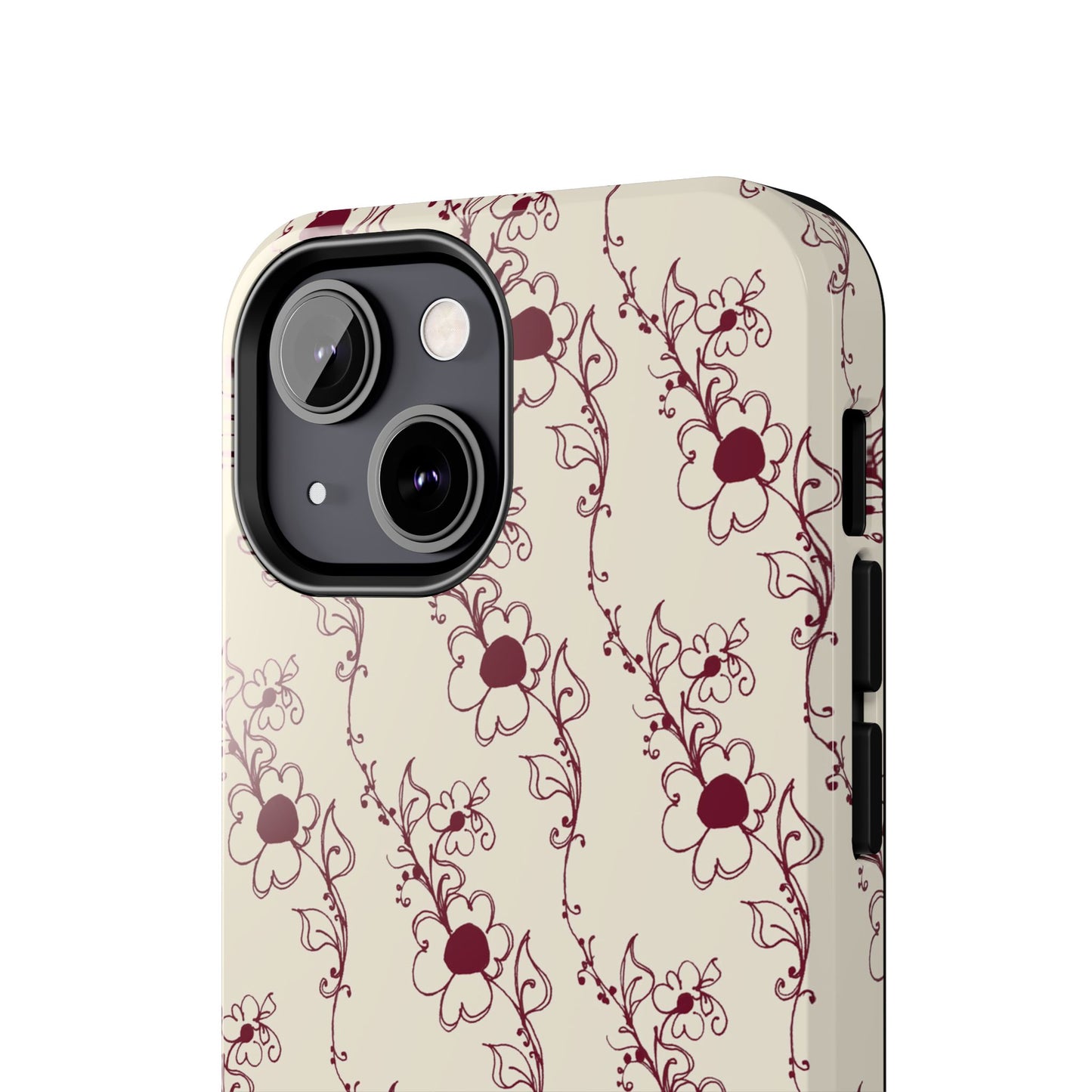 Diagonal Daisies Ivory / Red Phone Case