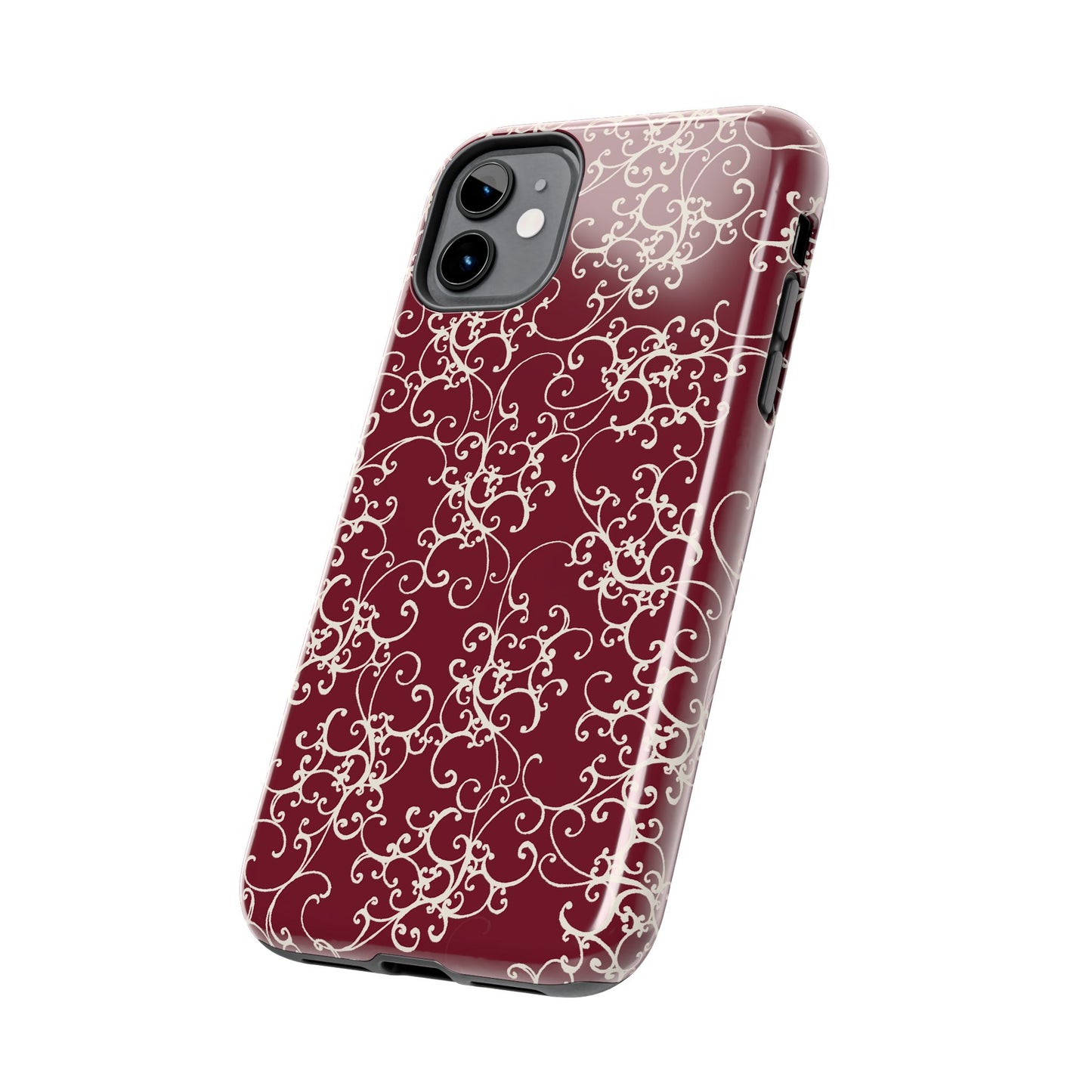 Elegant Scroll Red / Ivory Phone Case
