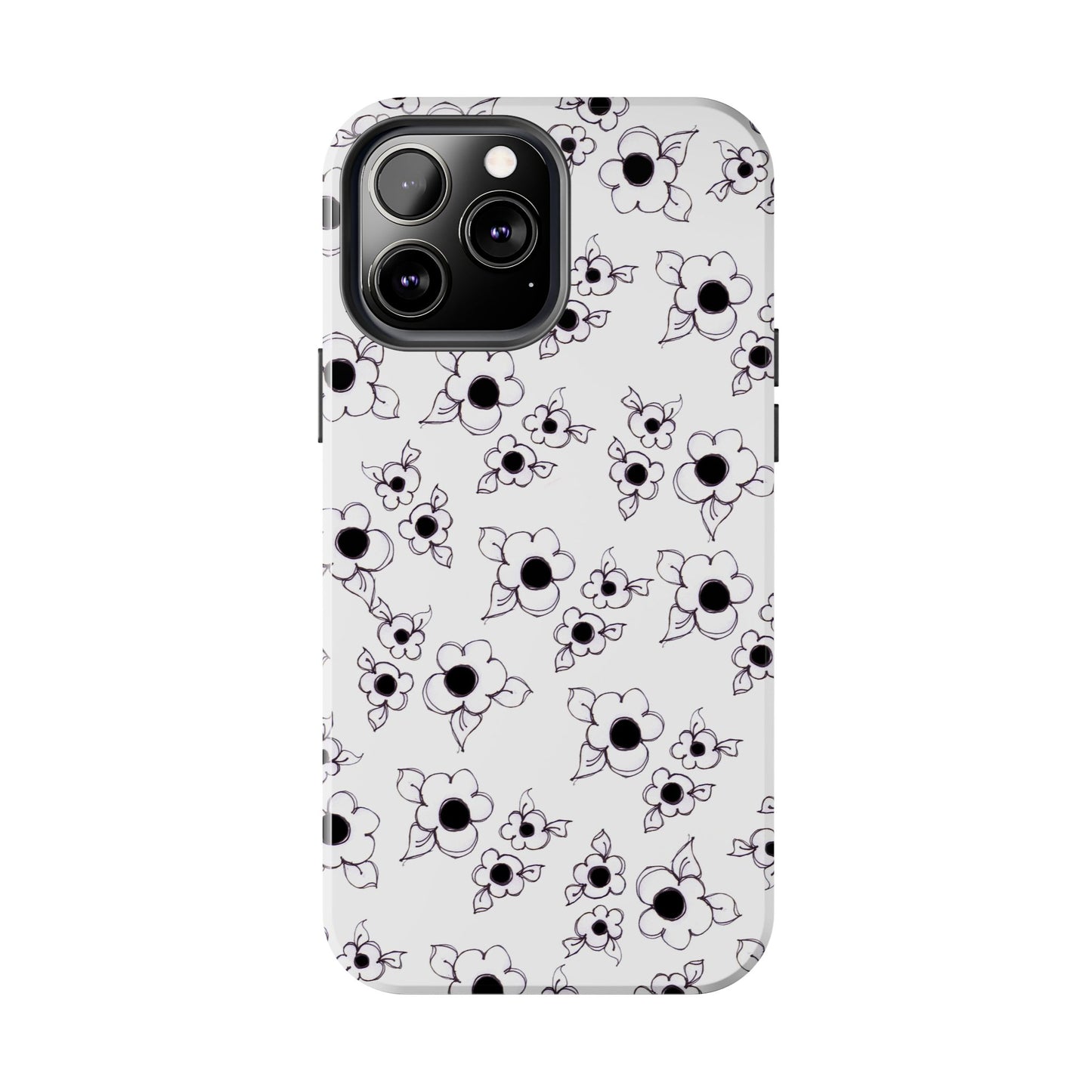 Daisy Cluster White / Black Phone Case