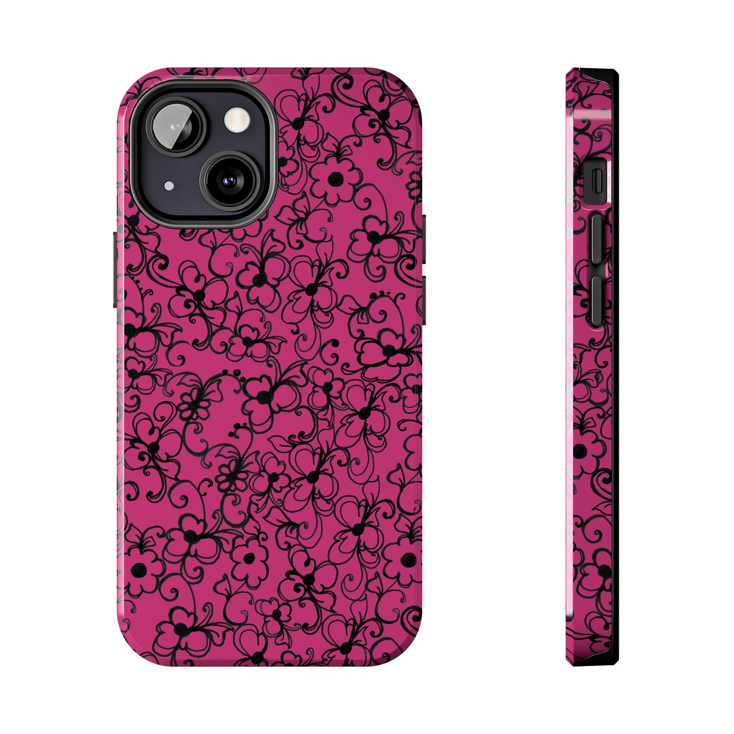 Daisy Jungle Pink / Black Phone Case