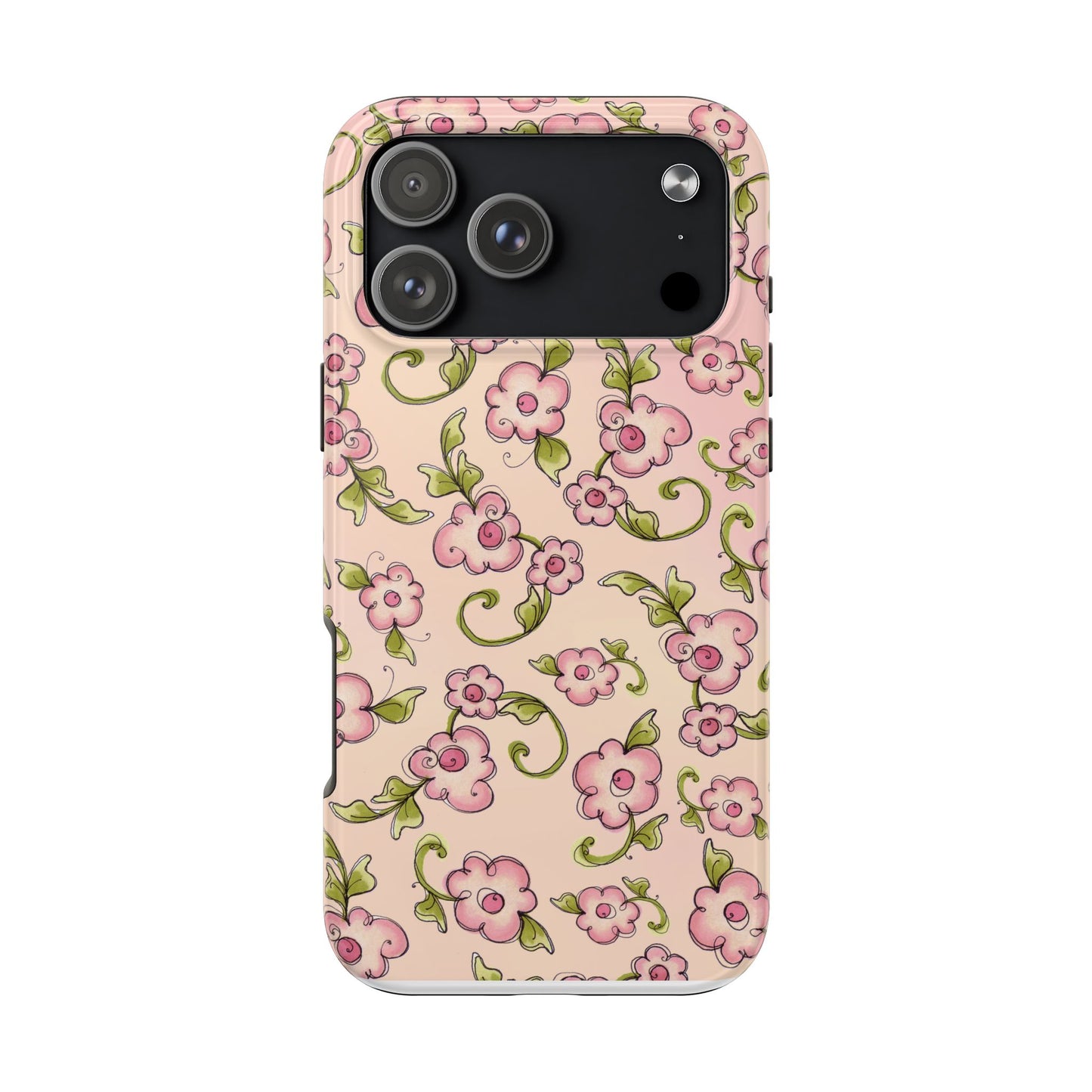 Scroll Daisies Peach / Peach Phone Case