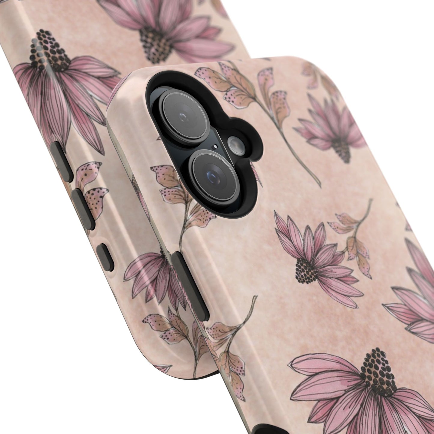 Wild Cone Flowers Pink Marble Phone Case