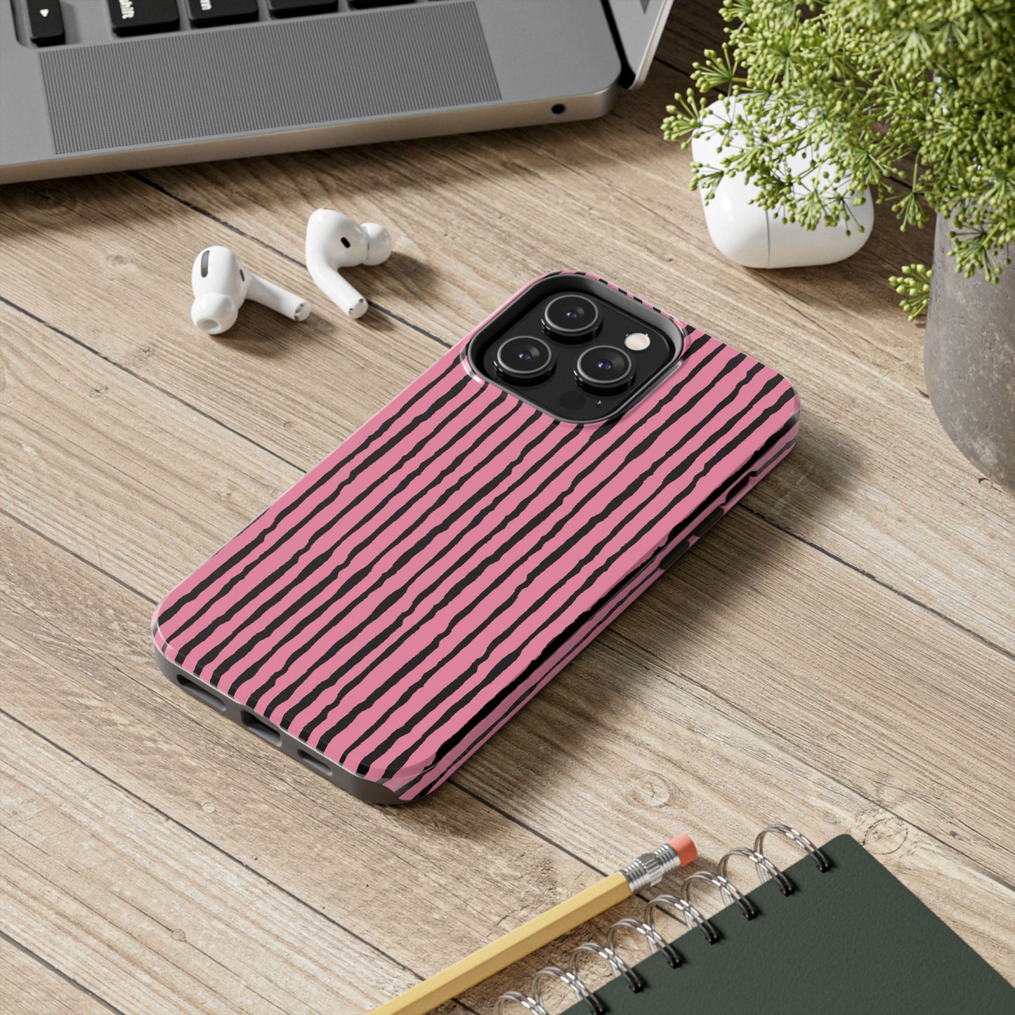 Sorta Stripe Pink / Black Phone Case