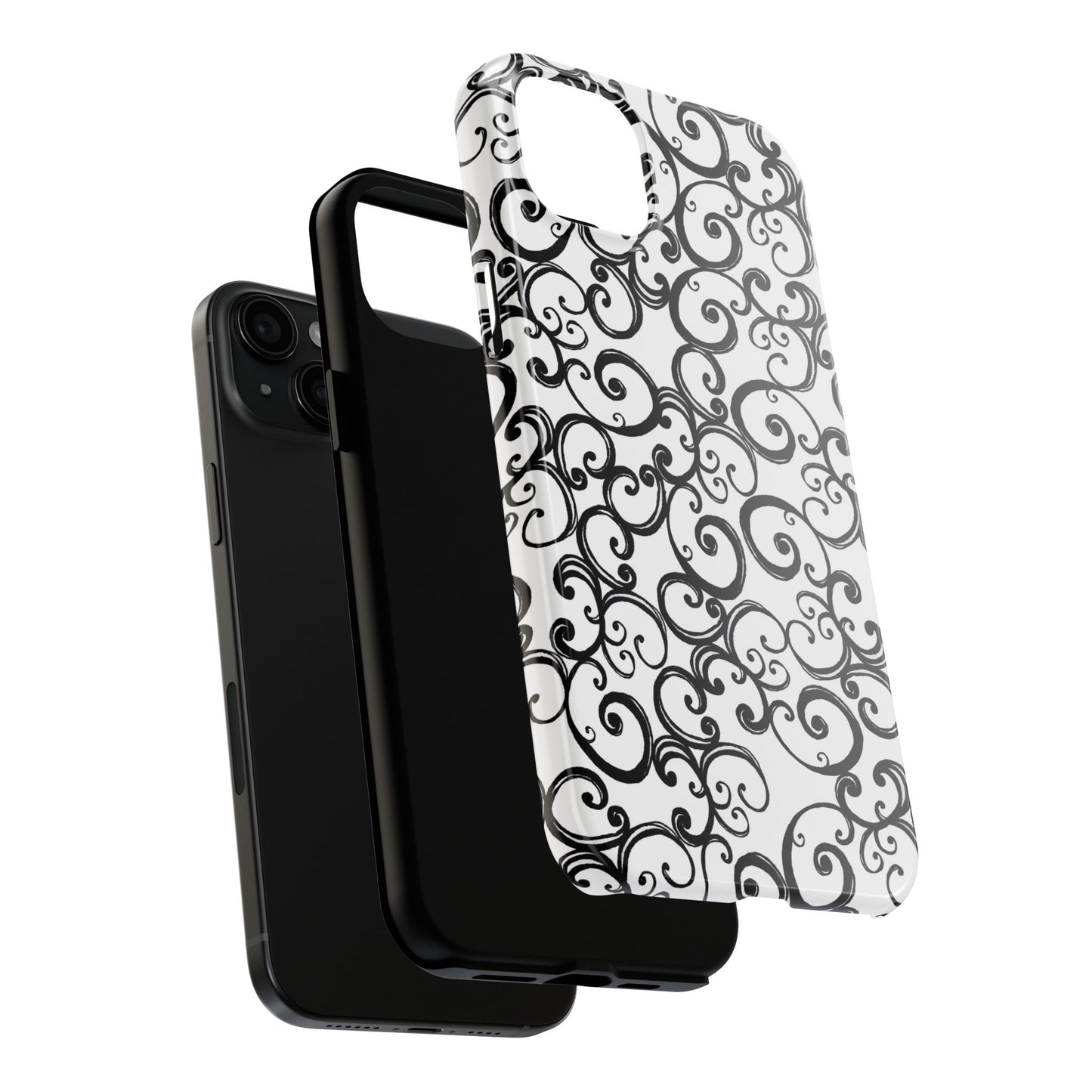 Curls White / Black Phone Case