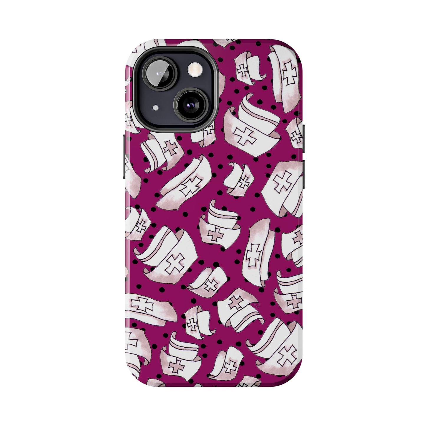 Med Hats Burgundy / Black Phone Case