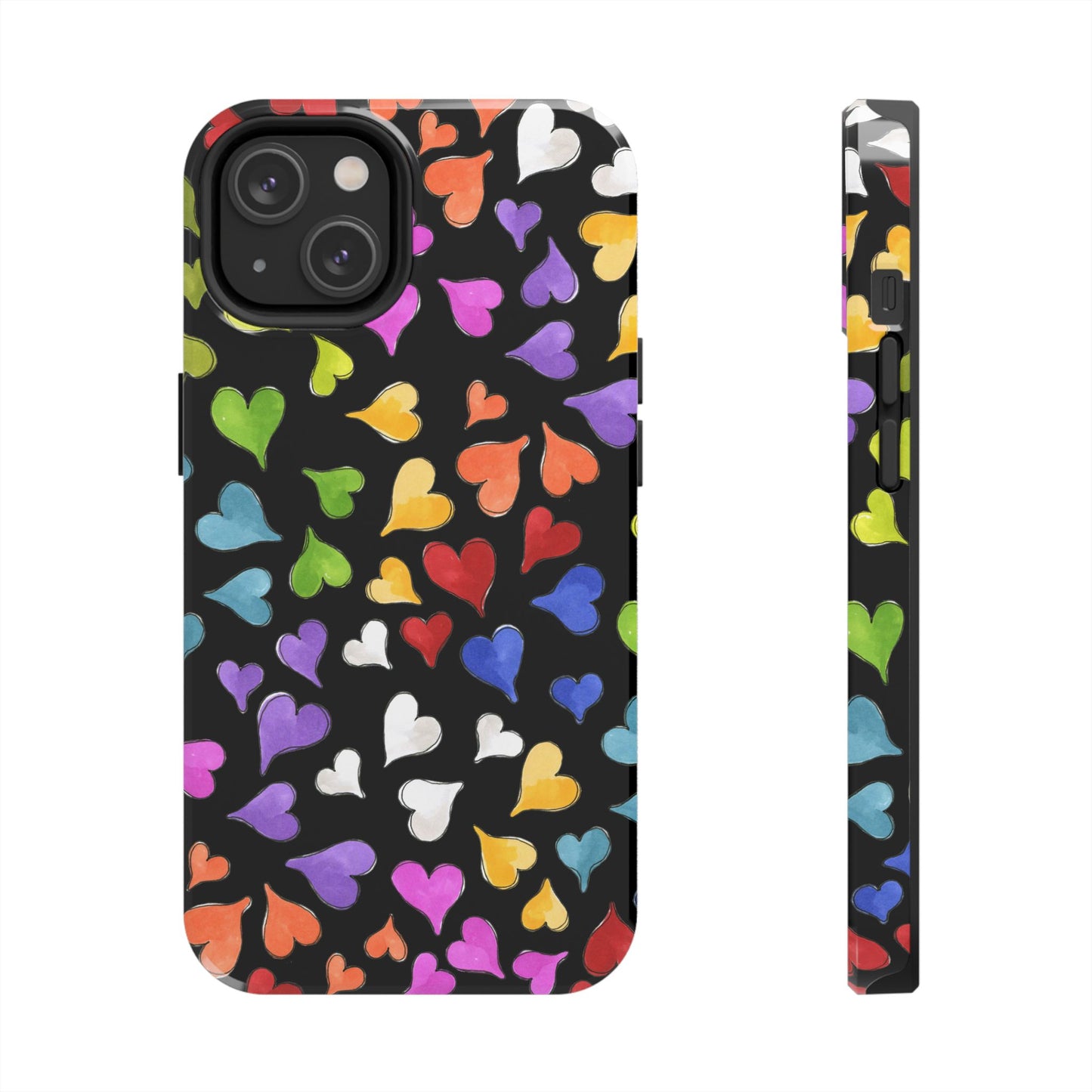 Happy Hearts Black Phone Case