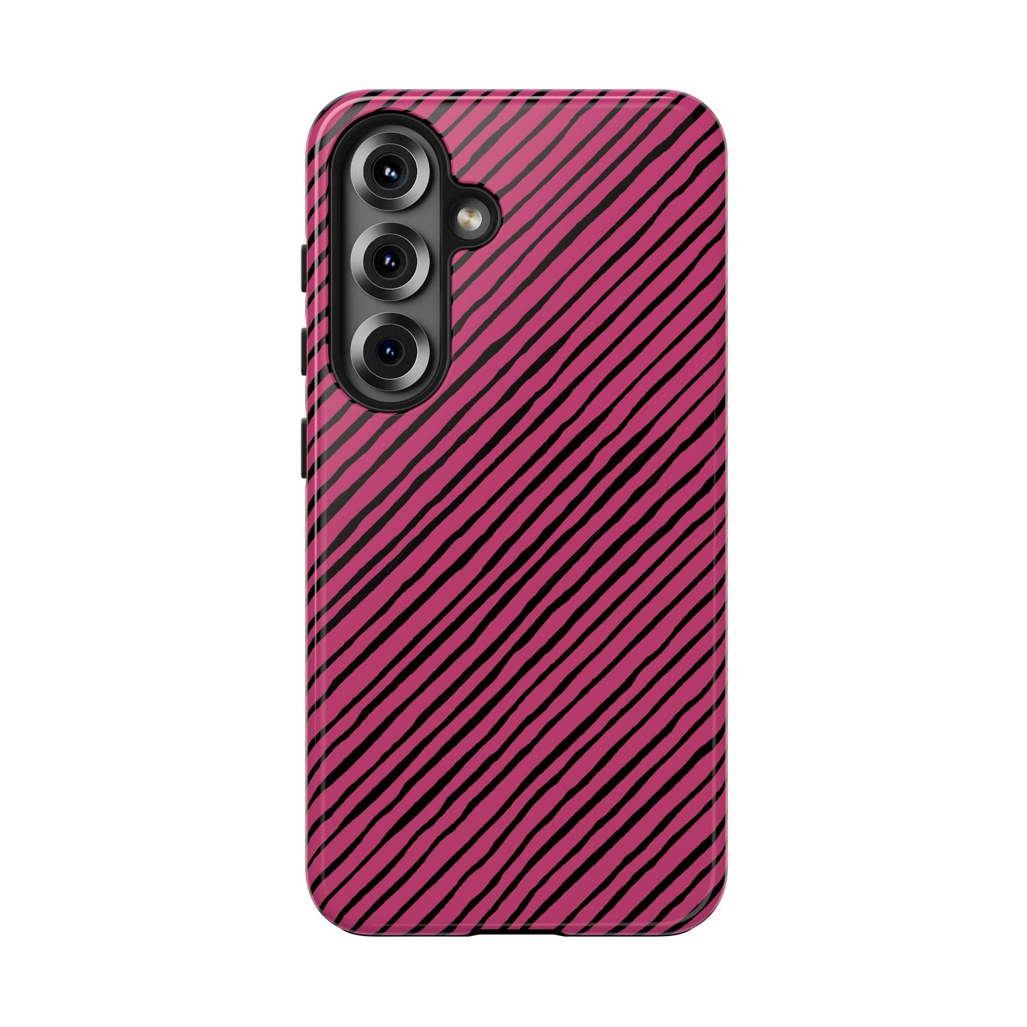 Quirky Bias Stripe Magenta / Black Phone Case
