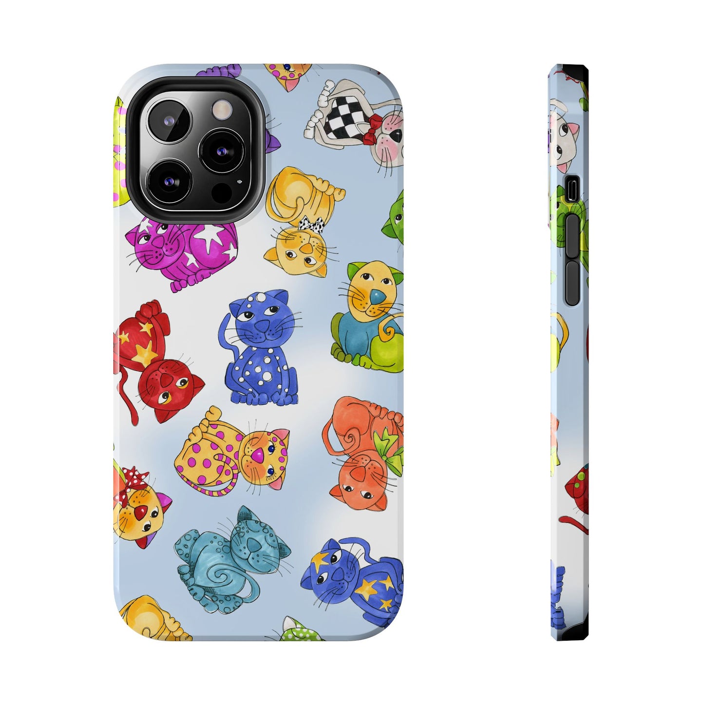 Tossed Happy Cats Blue Sky Phone Case