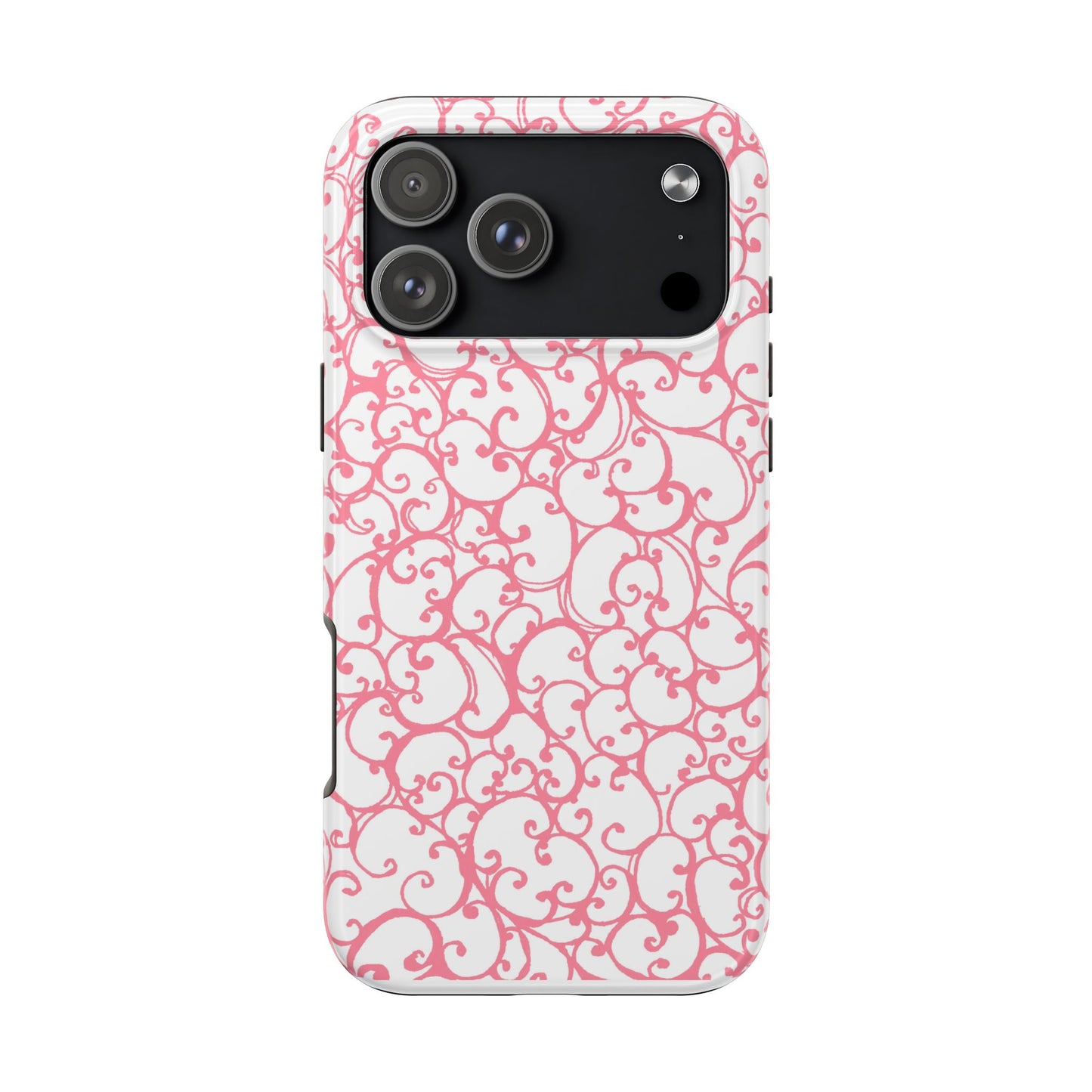 Scrollie White / Pink Phone Case