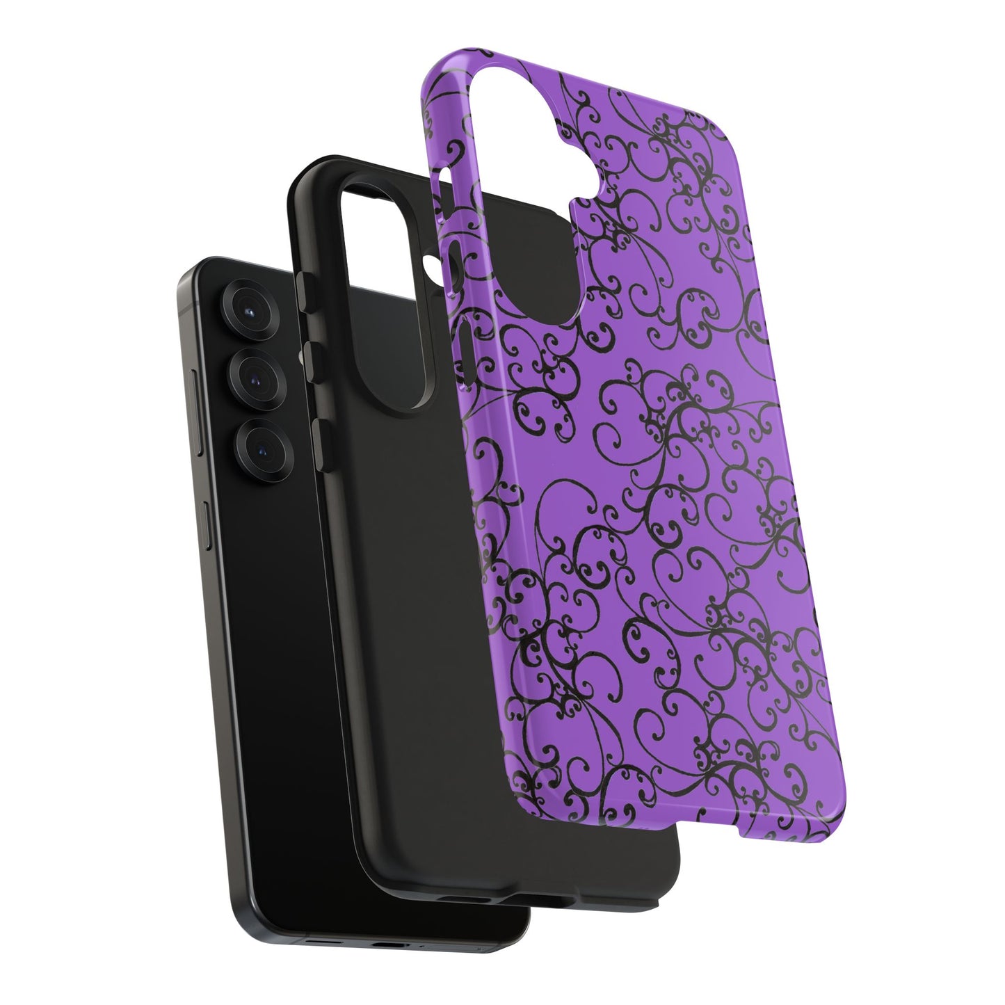 Elegant Scroll Purple / Black Phone Case