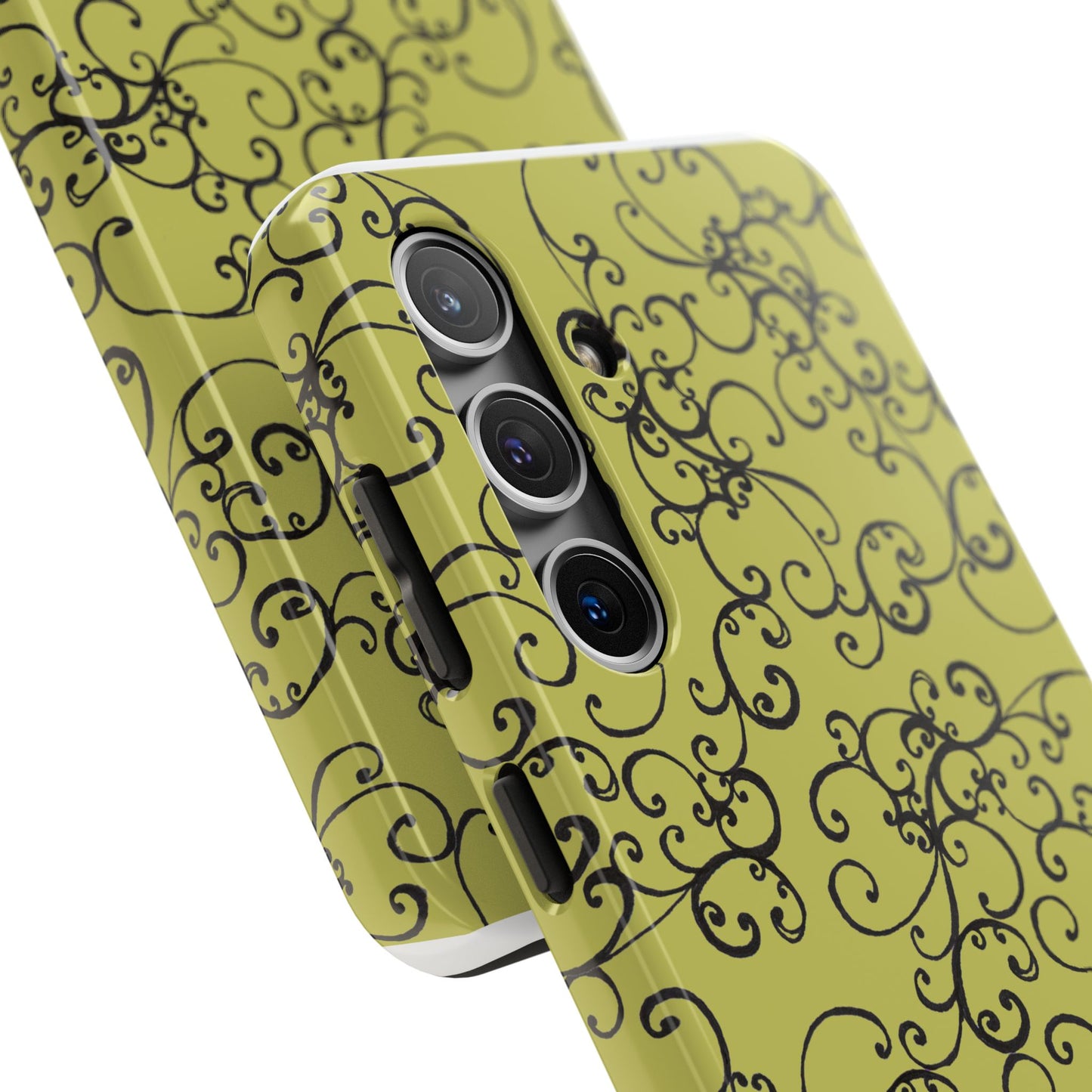 Elegant Scroll Green / Black Phone Case