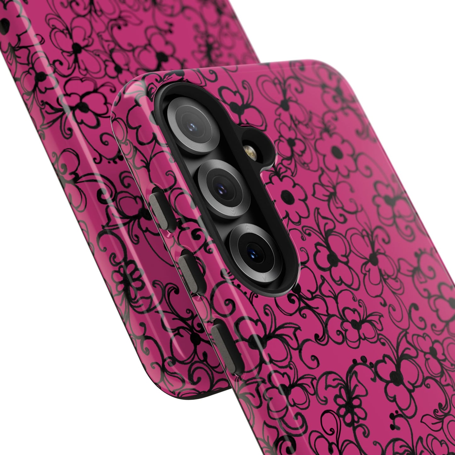 Daisy Jungle Pink / Black Phone Case