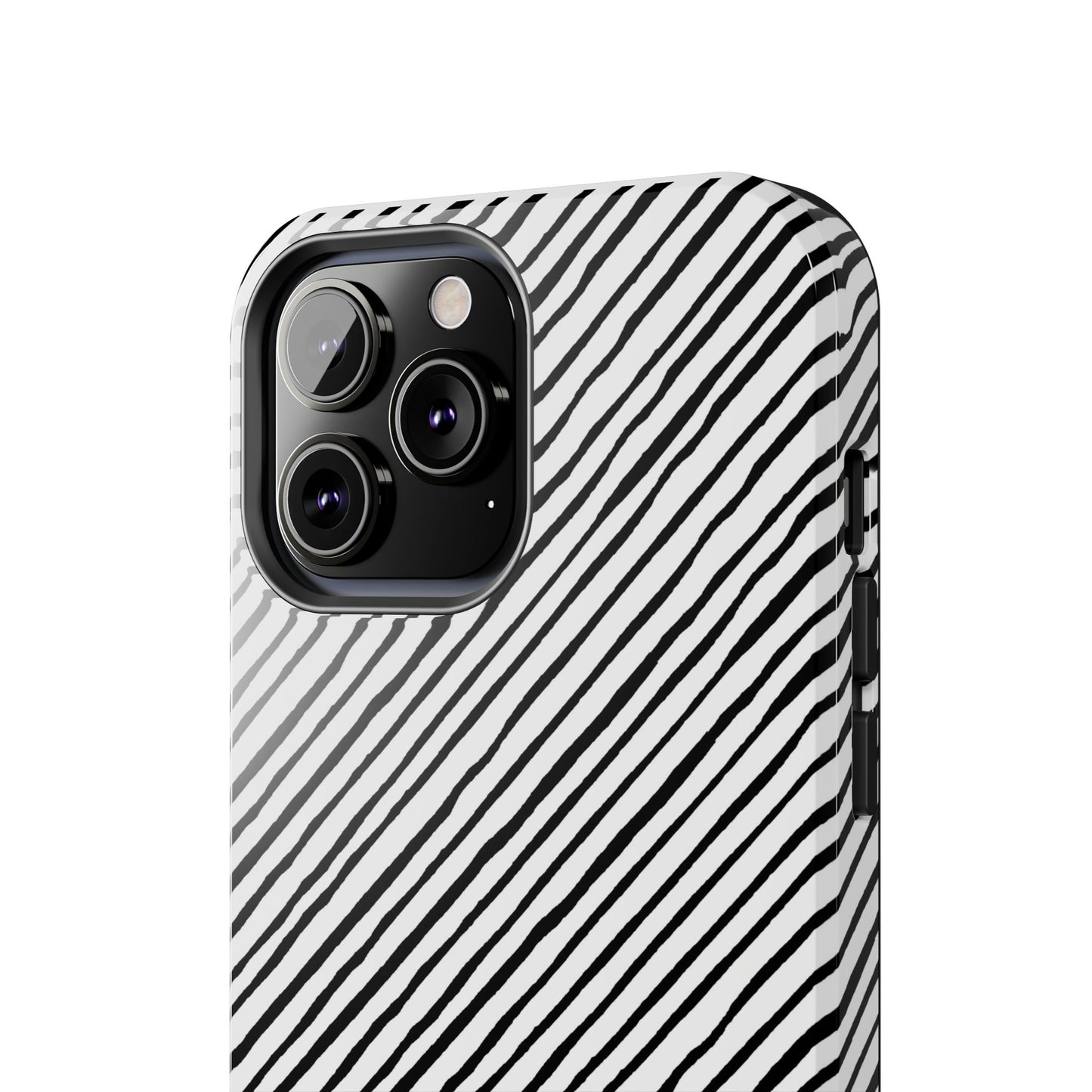 Quirky Bias Stripe White / Black Phone Case