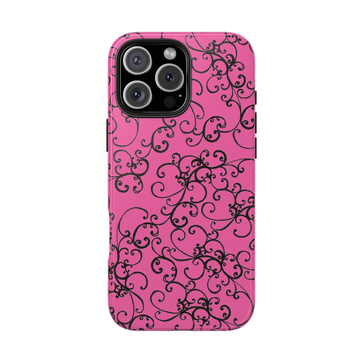 Elegant Scroll Pink / Black Phone Case