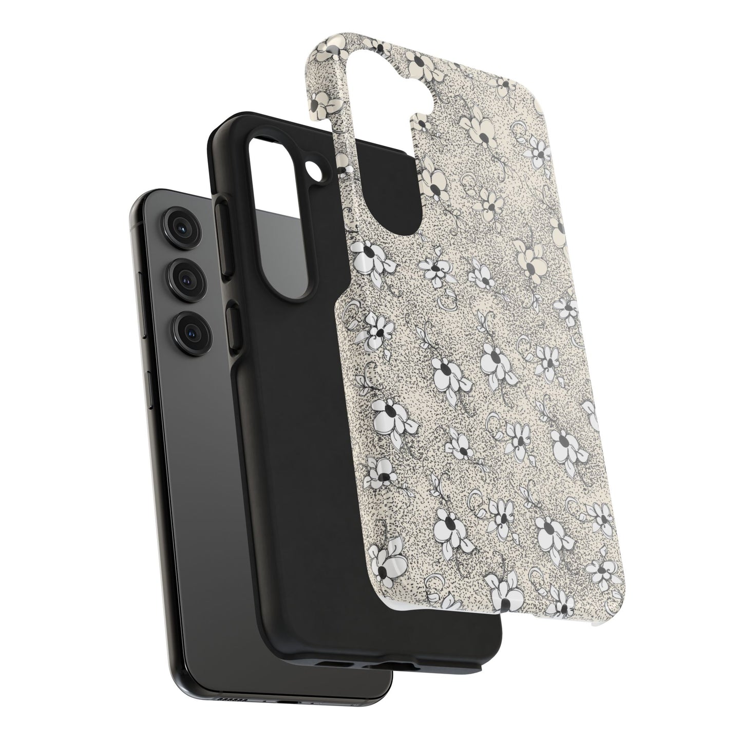 Daisy Flecks Ivory / Black Phone Case