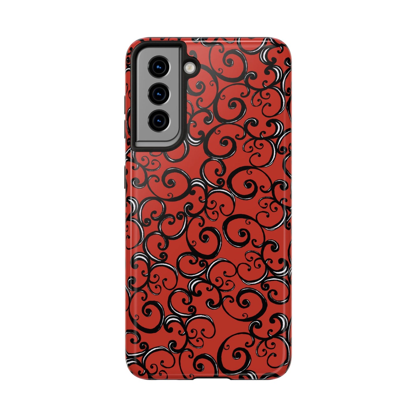 Curls Red / Black Phone Case