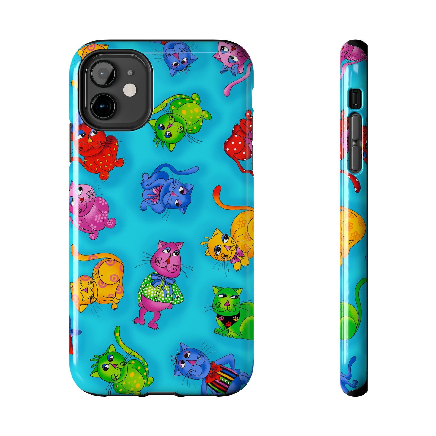 Tossed Cool Cats Turquoise Phone Case