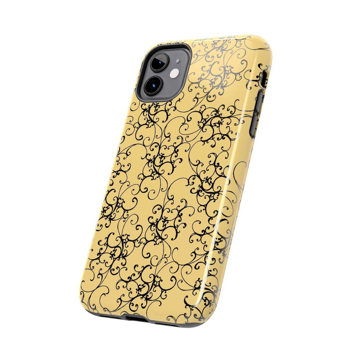 Elegant Scroll Yellow / Black Phone Case
