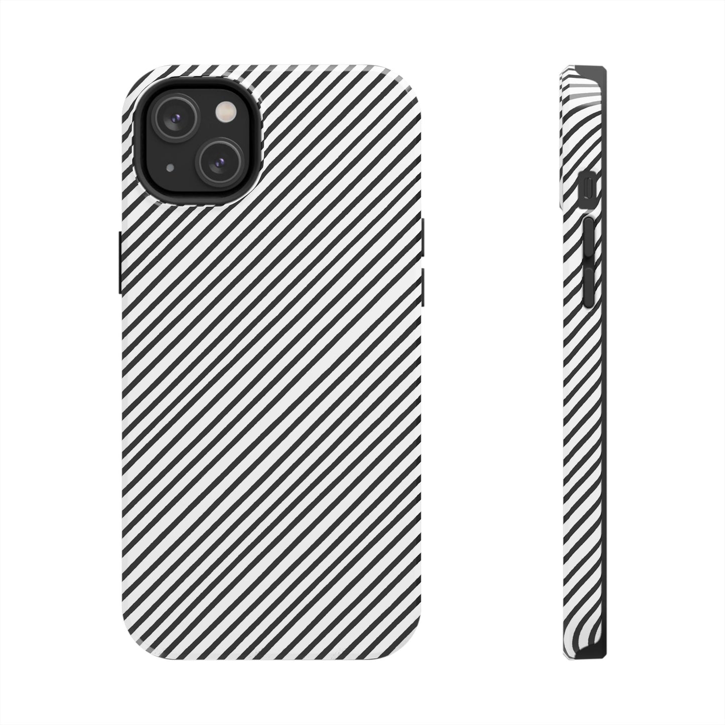 Diagonal Stripe White / Black Phone Case