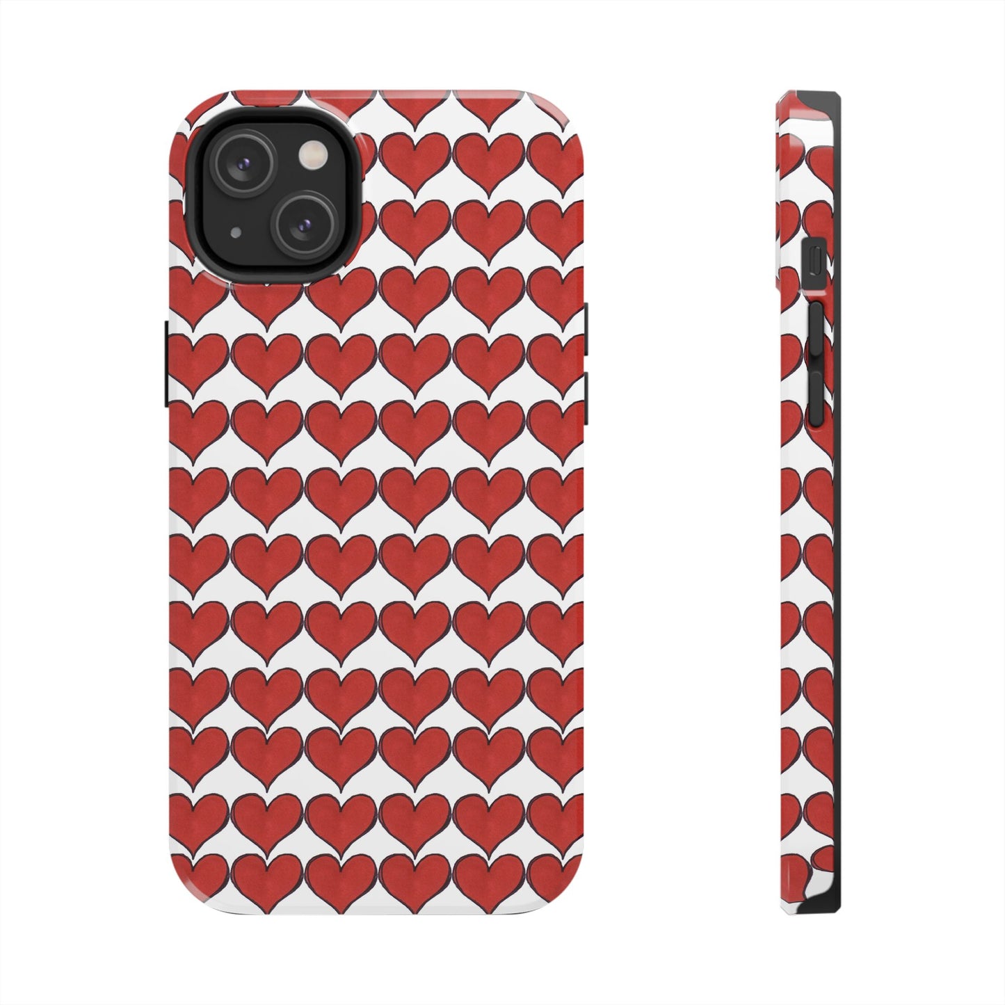 Heartbeats White / Red Phone Case