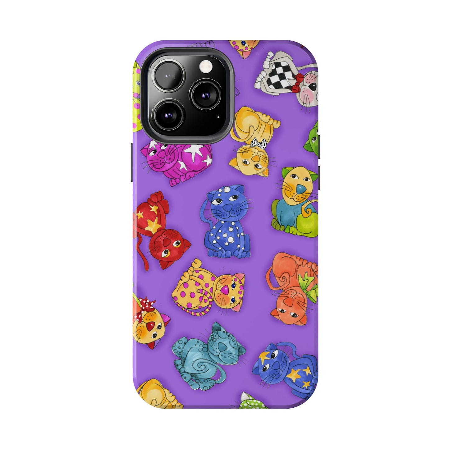 Tossed Happy Cats Purple Phone Case