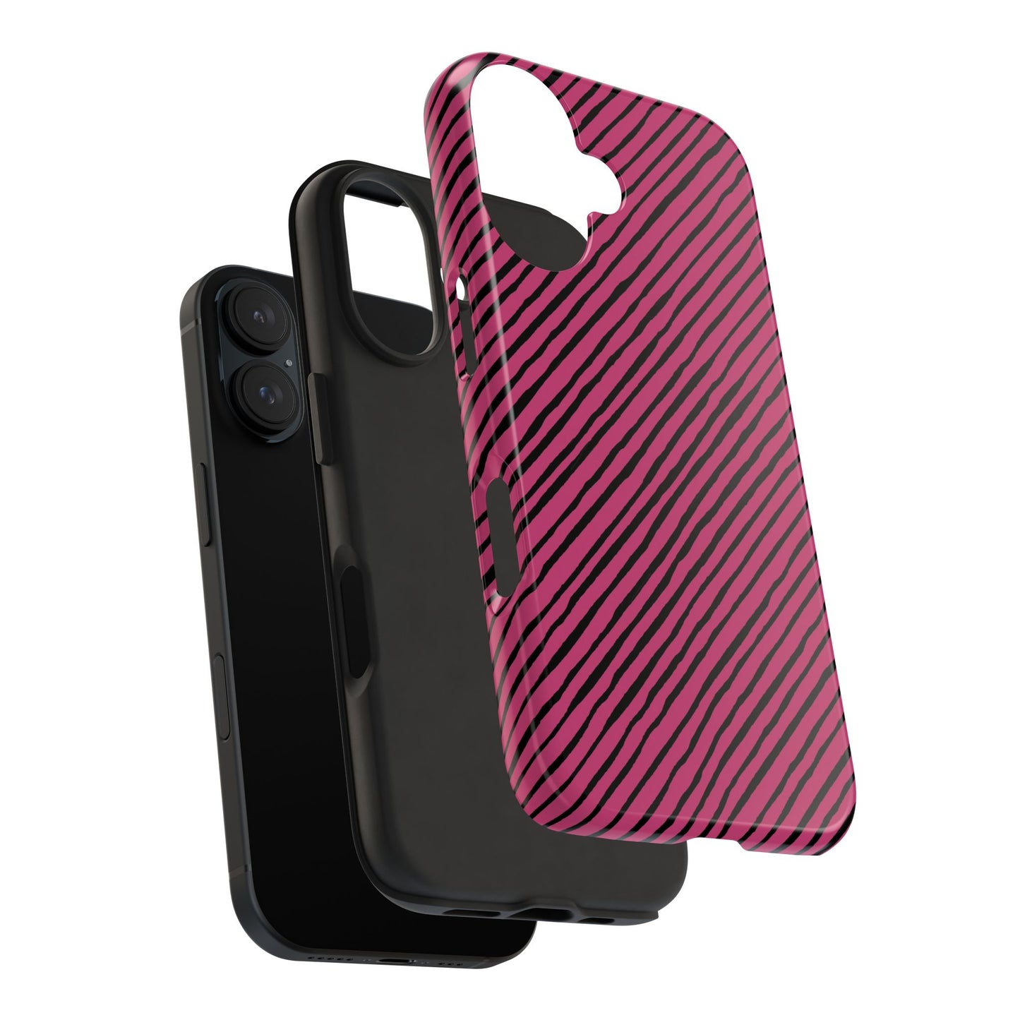 Quirky Bias Stripe Magenta / Black Phone Case
