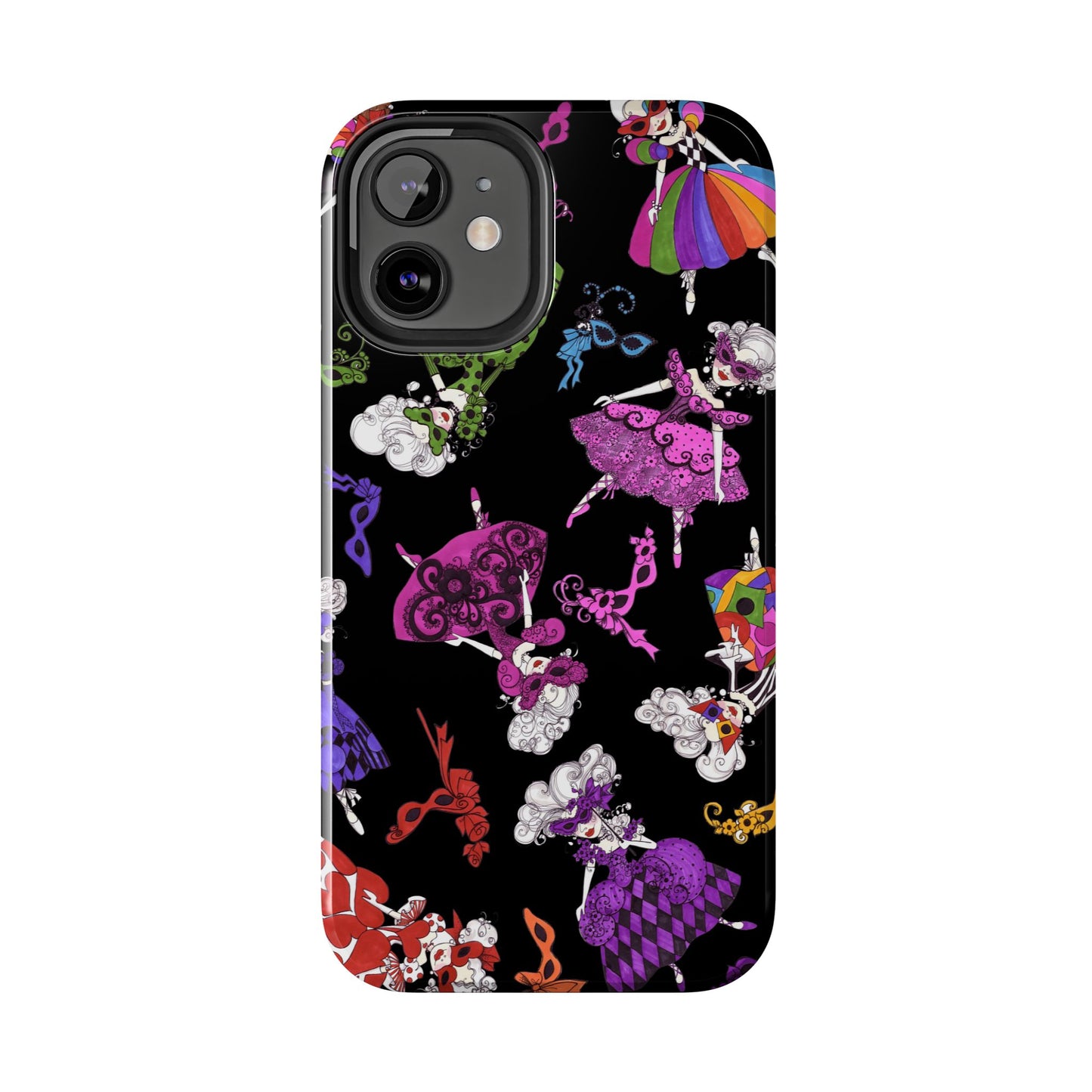 Tossed Masquerade Ladies Black Phone Case