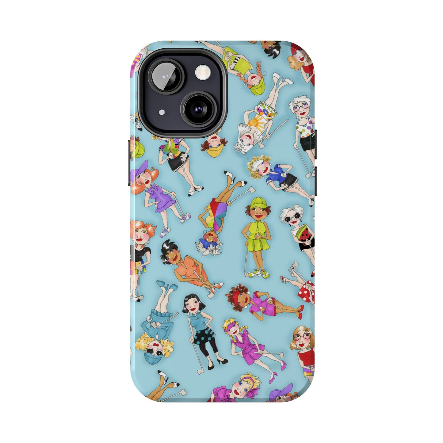 Tossed Golfer Girls Turquoise Phone Case