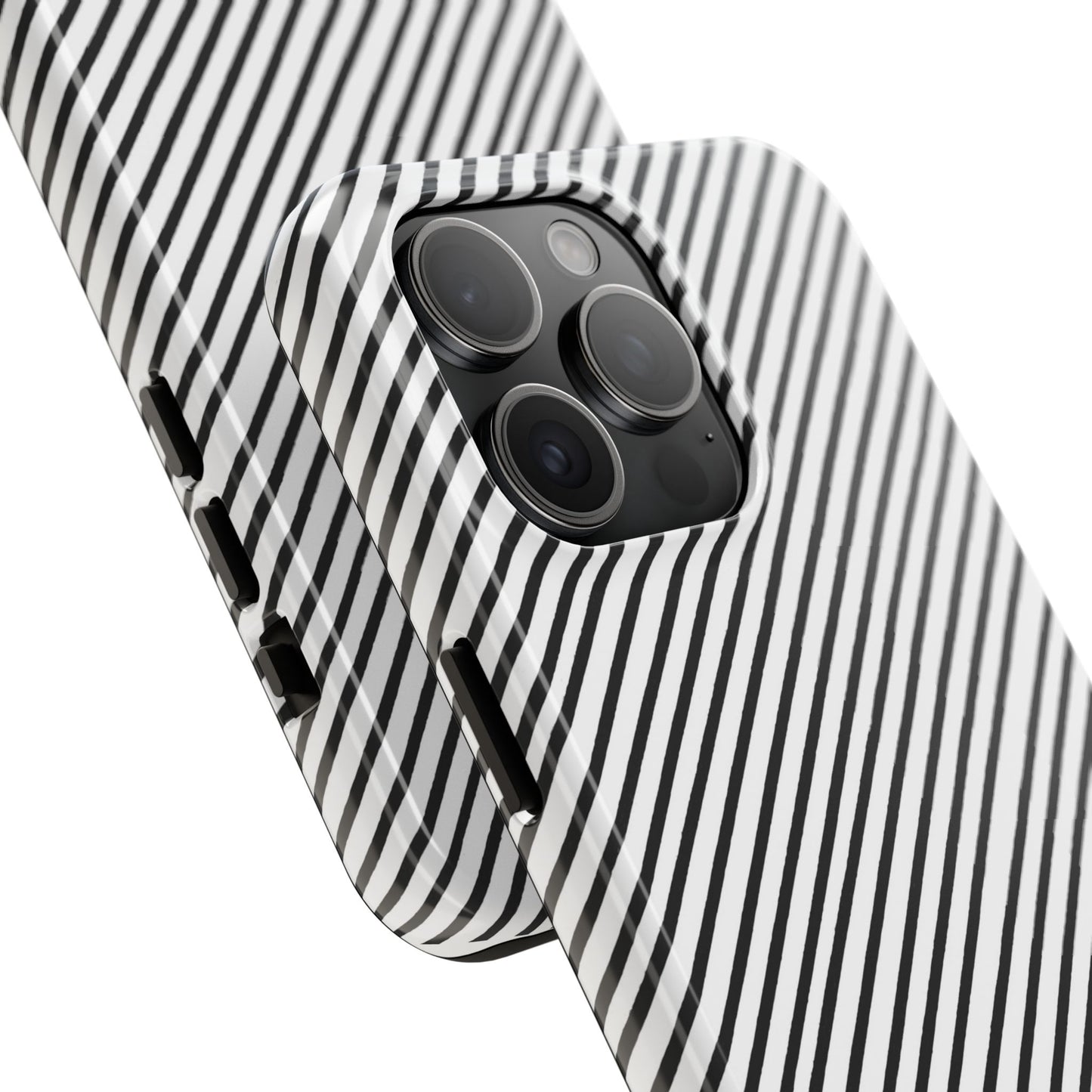 Diagonal Stripe White / Black Phone Case