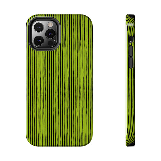Quirky Pin Stripe Green / Black Phone Case