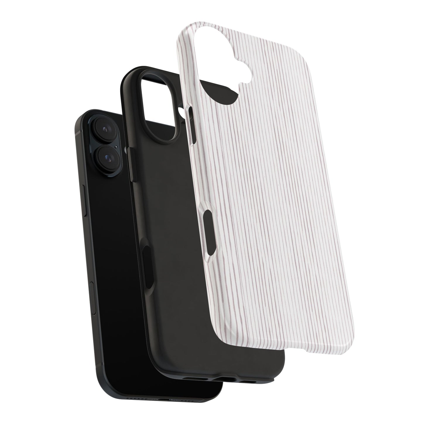 Happy Stripe White / Silver Phone Case